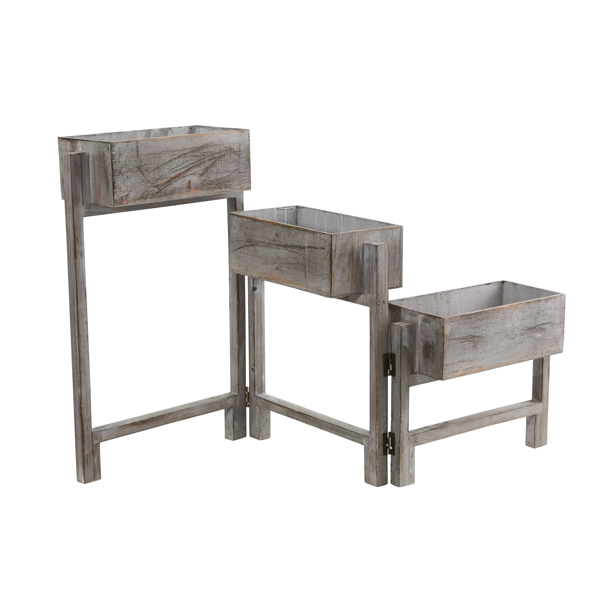 Nearly Natural 22"W Gray Wooden Washed Expandable Decorative Planter