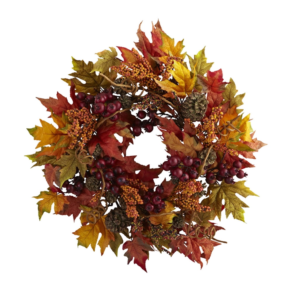 Nearly Natural 24" Maple and Berry Wreath