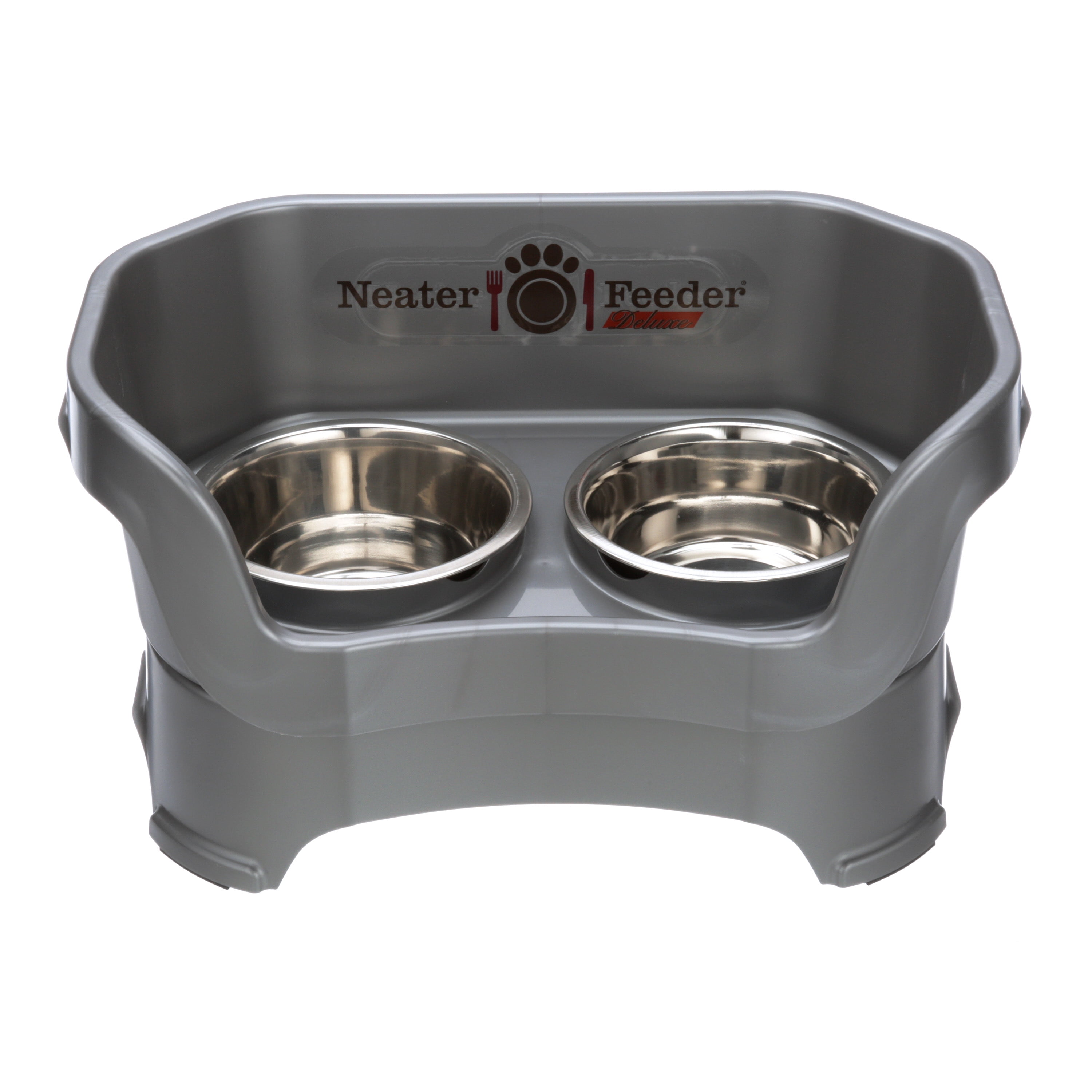 Neater Pets Neater Feeder Deluxe Mess-Proof Elevated Food & Water Bowls for Medium Dogs, Gunmetal