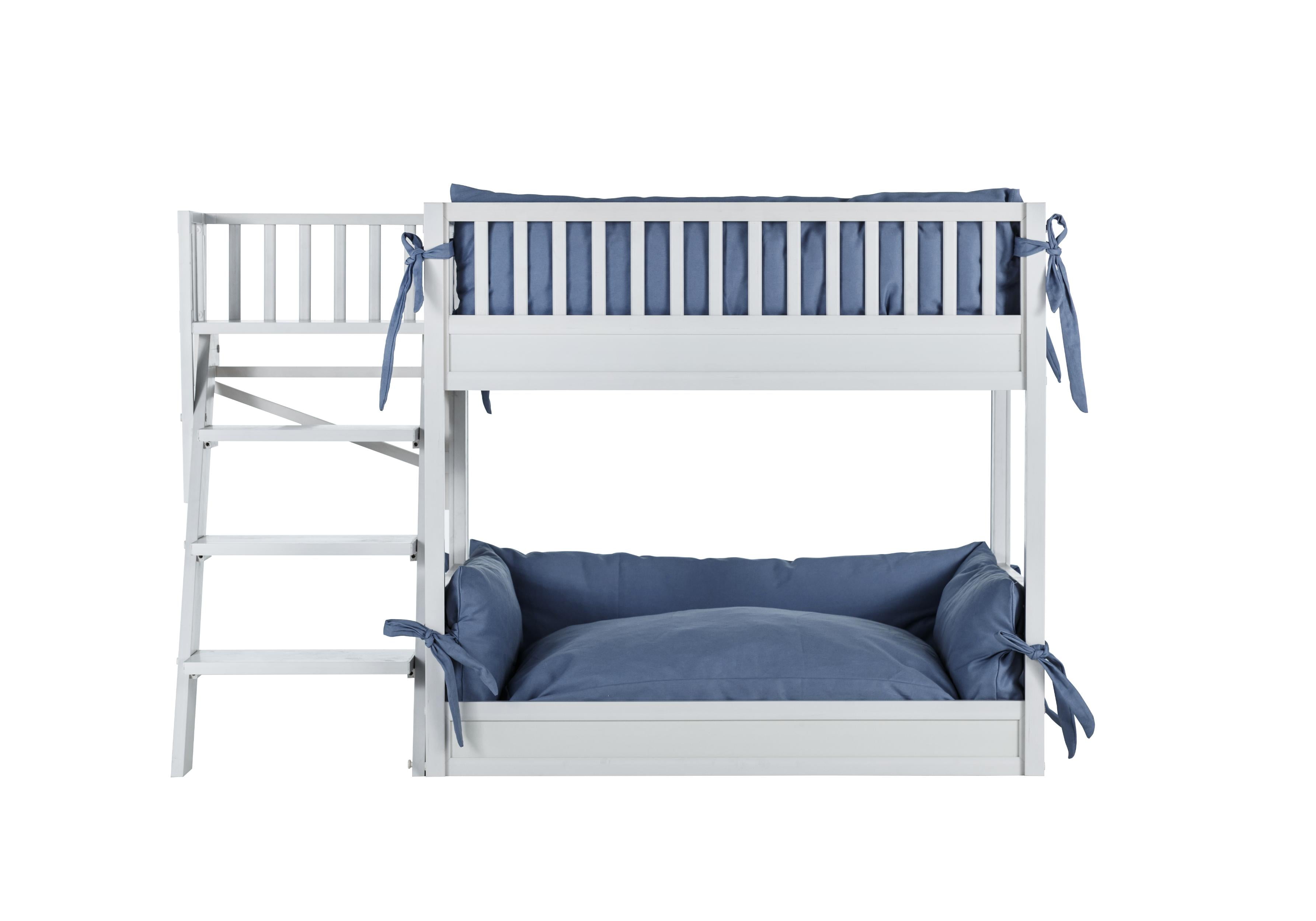 `New Age Pet ECOFLEX Aspen Dog Bunk Bed in Antique White, Two Memory Foam Cushions