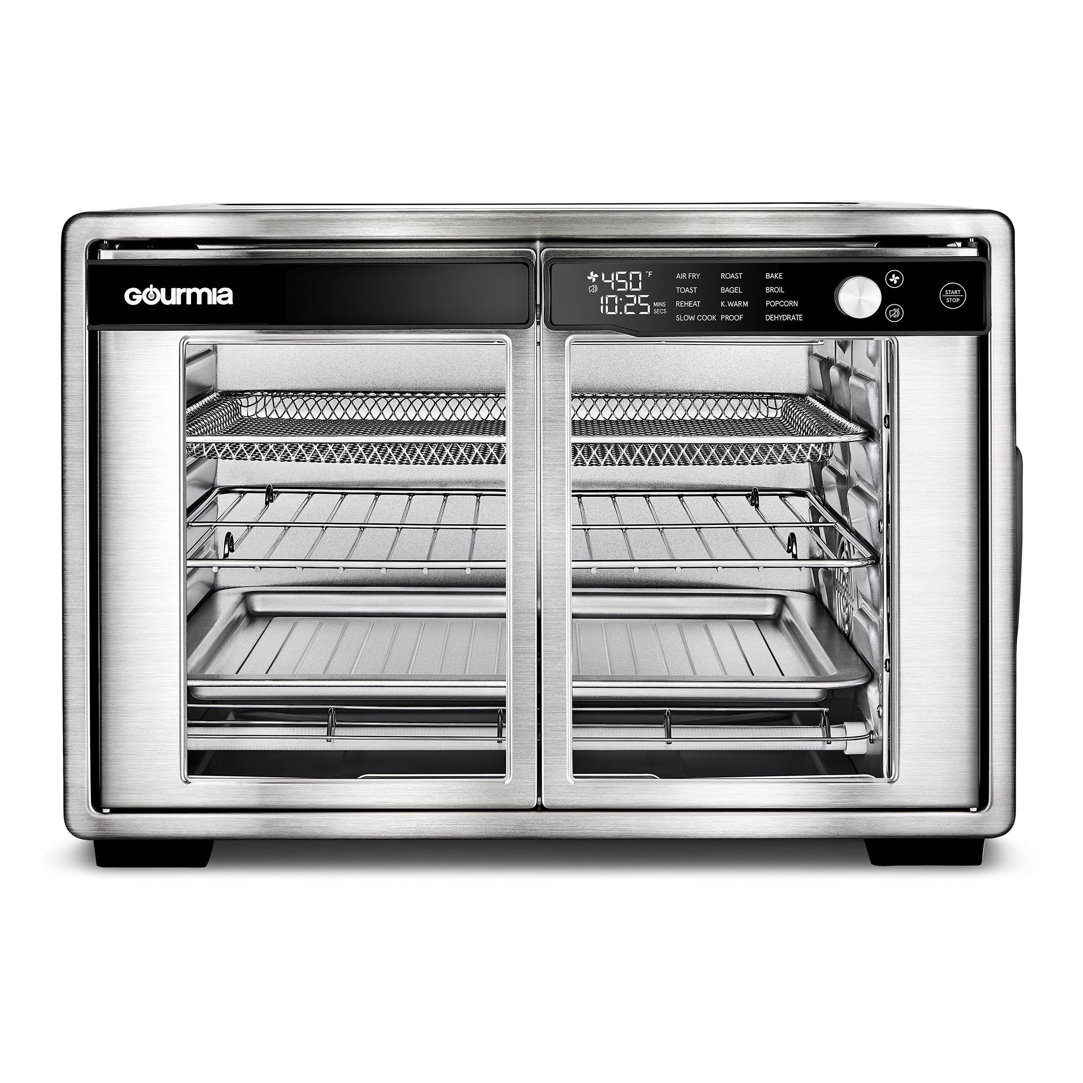 Gourmia 1700W 9-Slice Digital Toaster Oven Air Fryer, 12 Cooking Preset, 35L, Stainless Steel