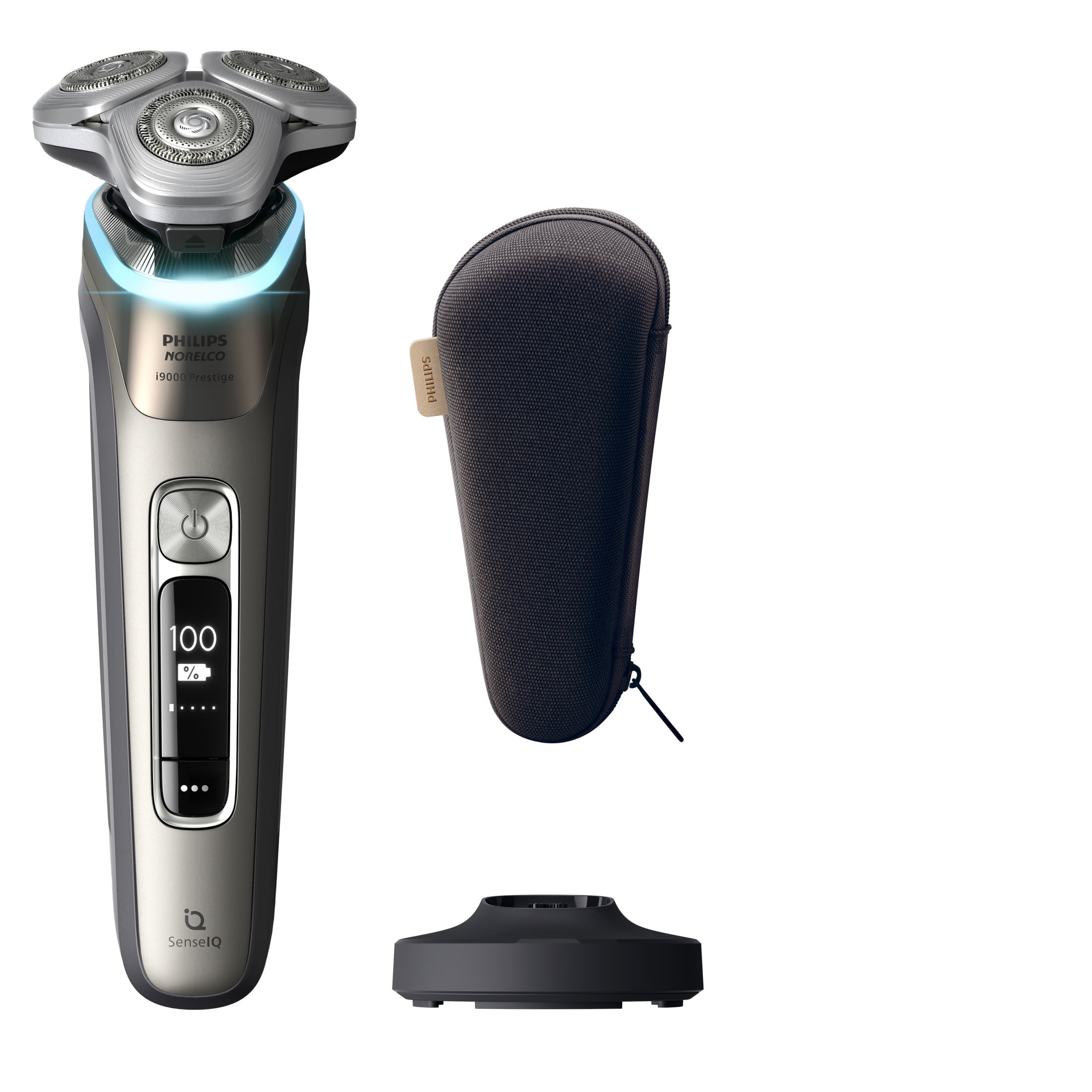 Philips Norelco I9000 Prestige Rechargeable Wet & Dry Men's Electric Shaver with Charge Stand, Trimmer and Premium Case
