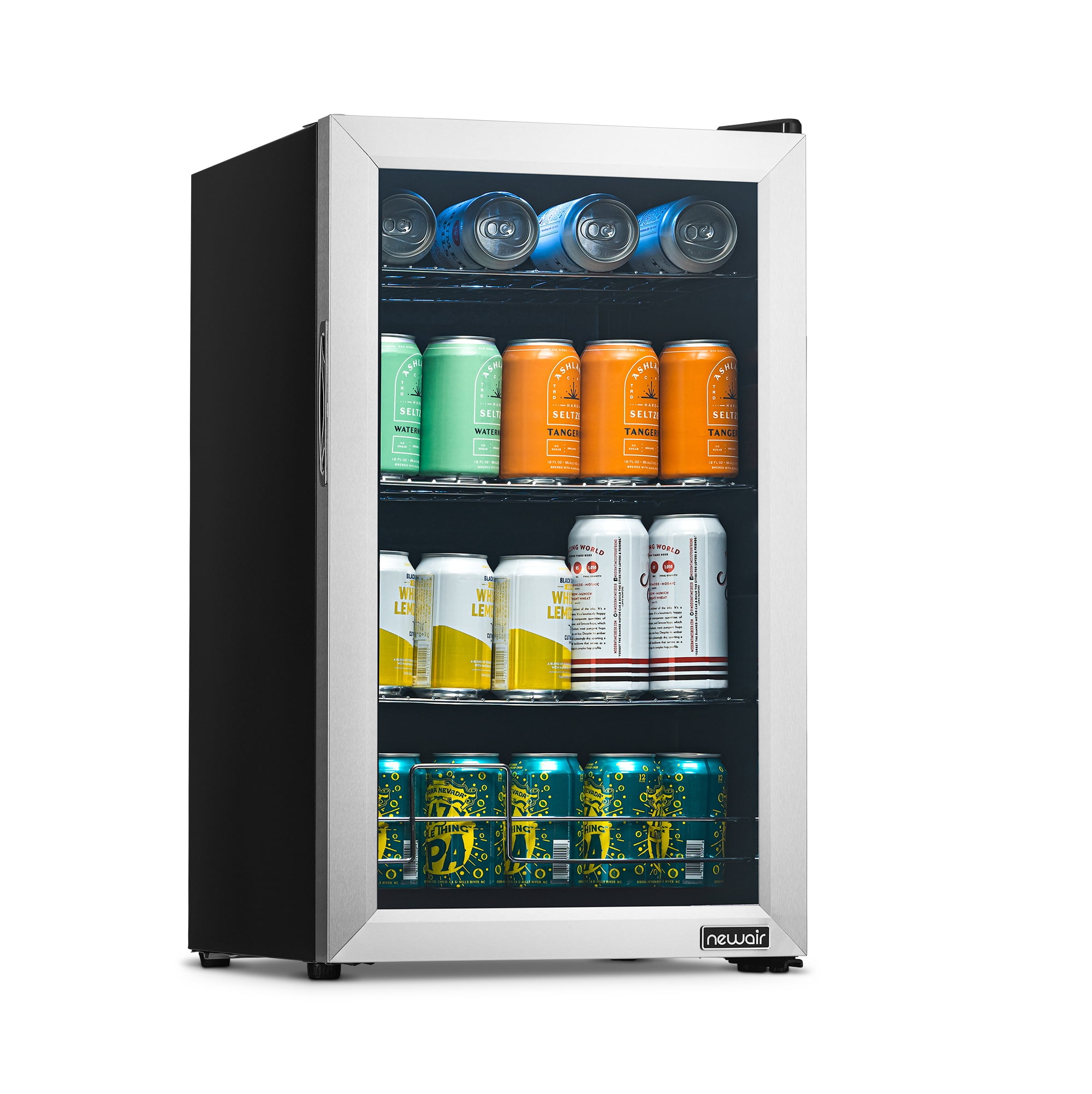 Newair 100 Can Beverage Refrigerator Cooler, Freestanding Mini Fridge in Stainless Steel