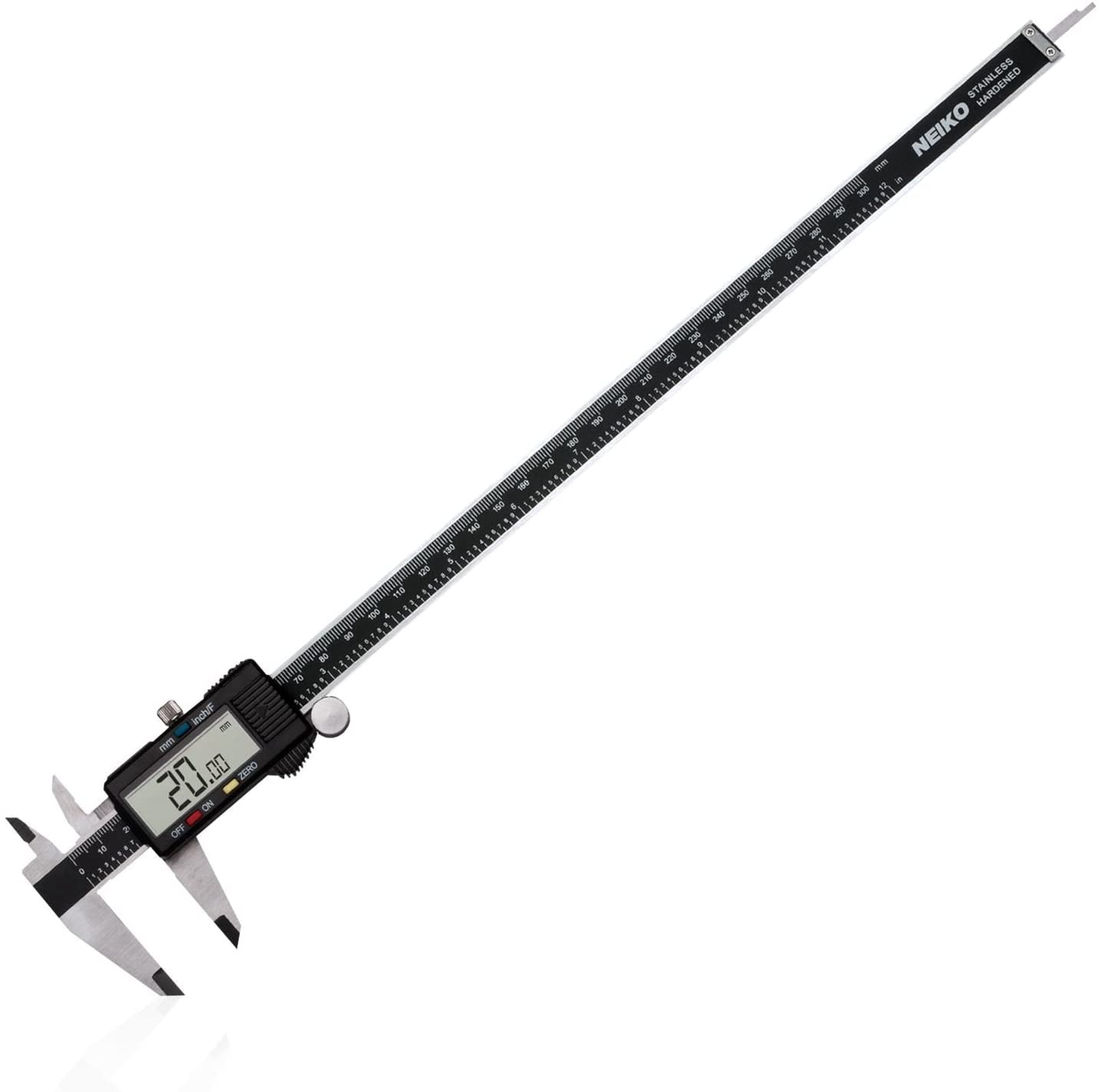 NEIKO 01409A 12” Electronic Digital Caliper | Extra Large Display | 0-12 Inches | Inch/Fractions/Millimeter Conversion | Polished Stainless Steel