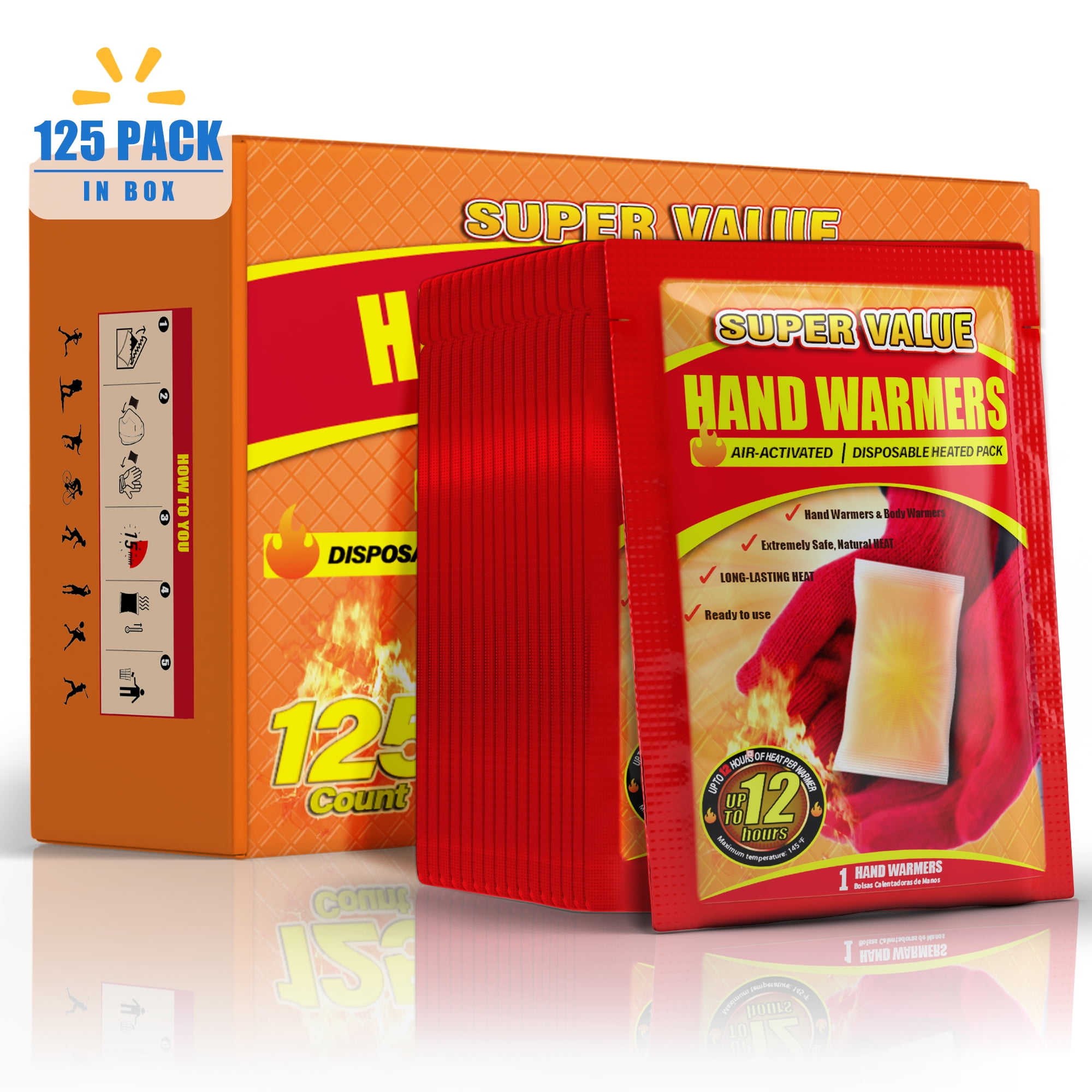 NFTIGB Hand Warmers Disposable 125 Pack, Long Lasting Safe Air Activated, up to 12 Hours of Heating