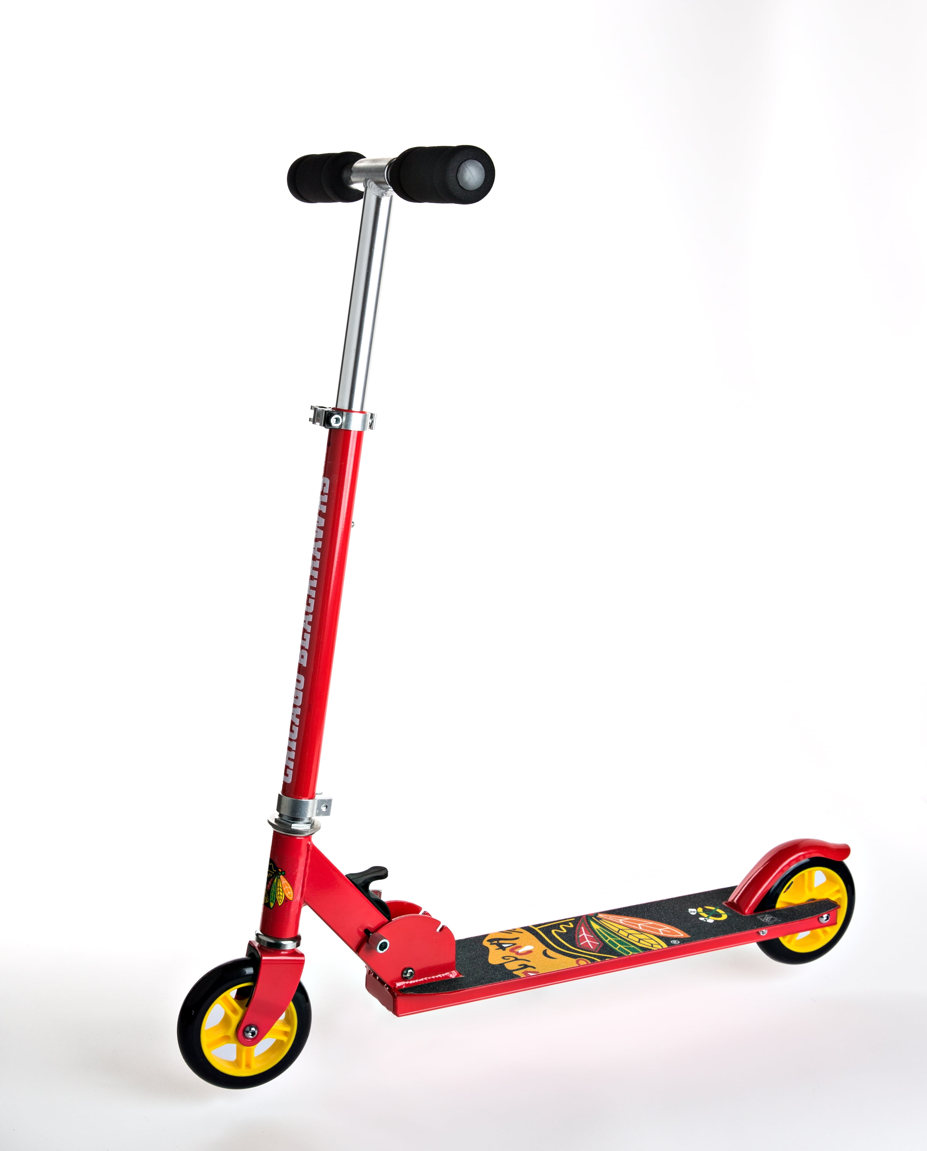 NHL Chicago Blackhawks Folding Kick Scooter for Kids Ages 5 and Up by Walk-Onz Sports