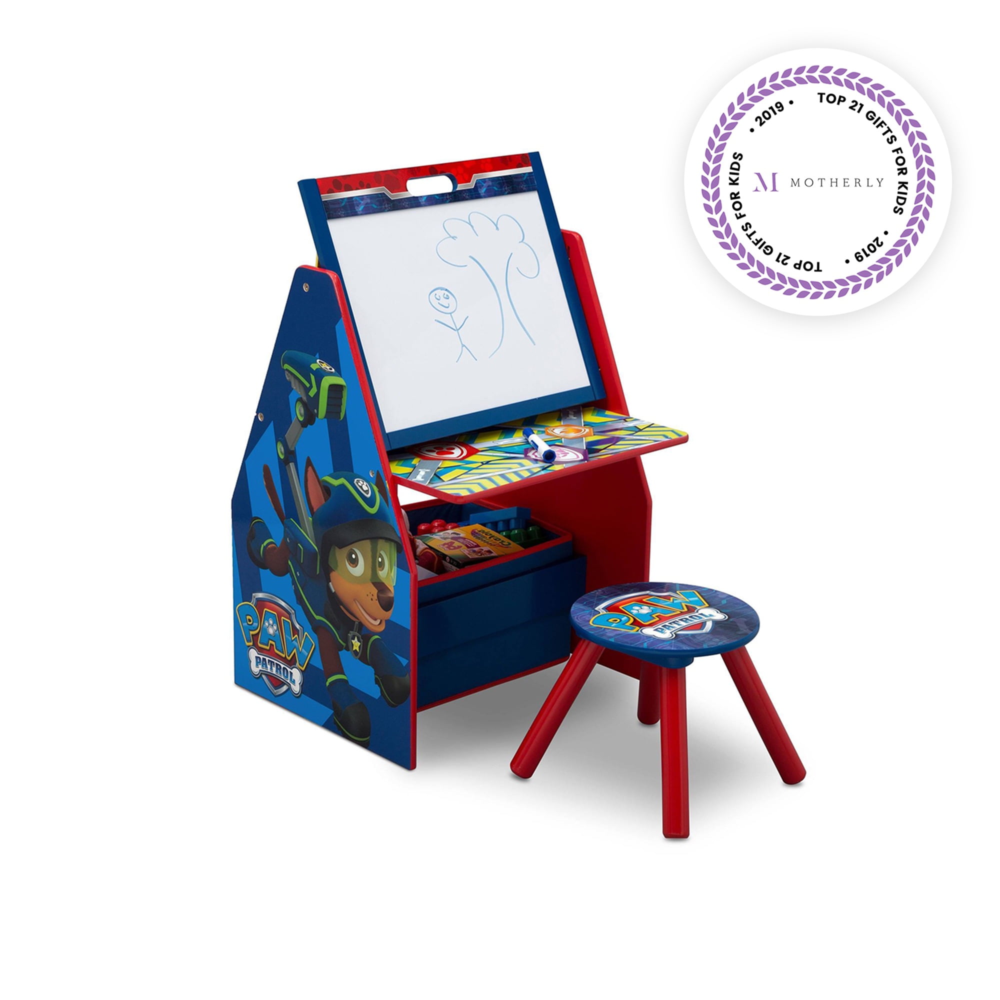 Nick Jr. PAW Patrol Deluxe Kids Art Table, Easel, Desk, Stool & Toy Organizer by Delta Children