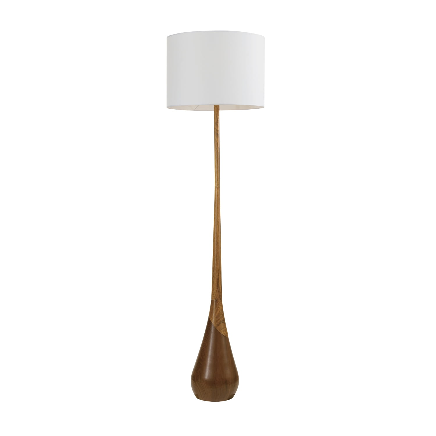 Novogratz x Globe Electric Harrington 65" Faux Wood Floor Lamp with White Fabric Shade, 67225