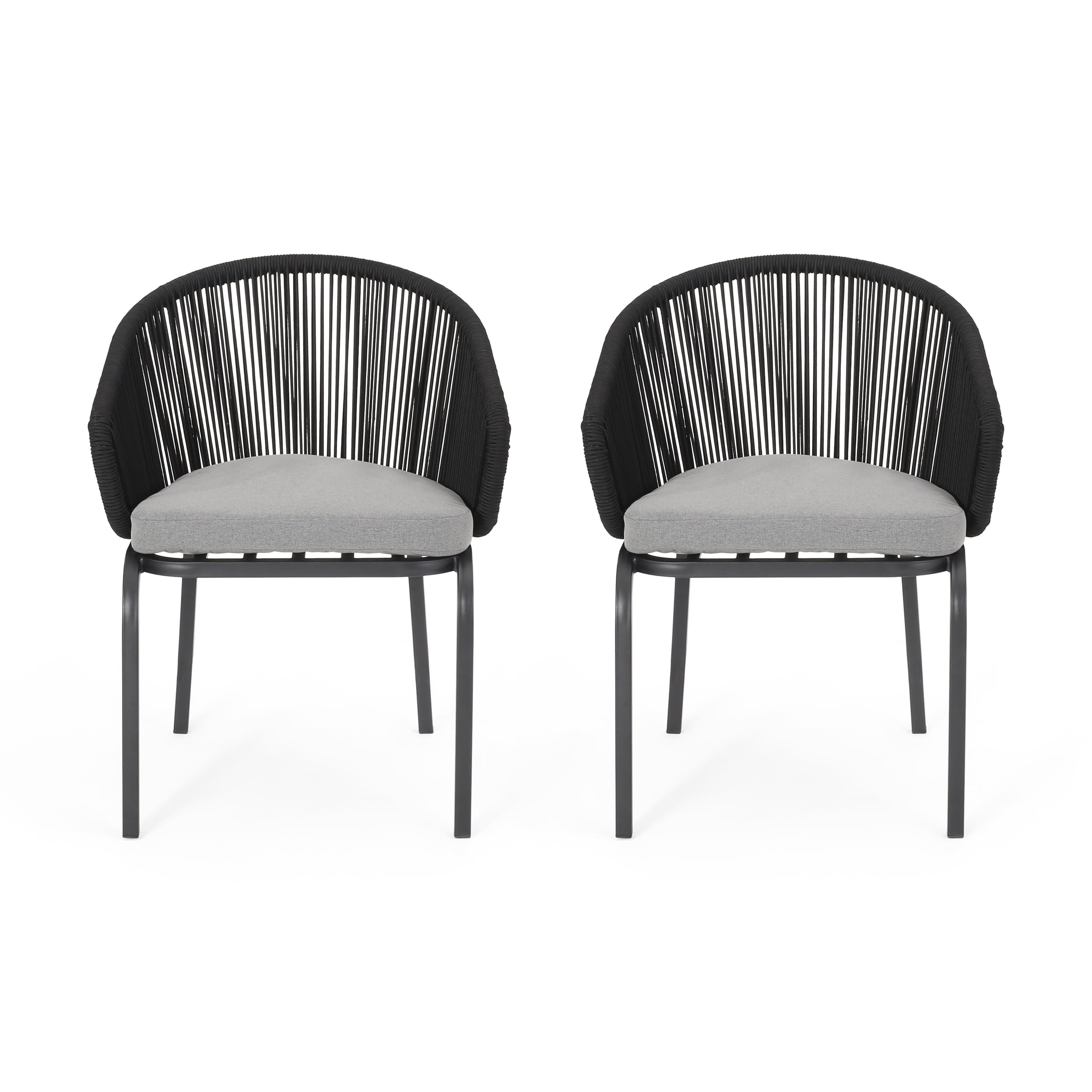 Noble House Boynton Outdoor Modern Club Chair in Black and Gray (Set of 2)