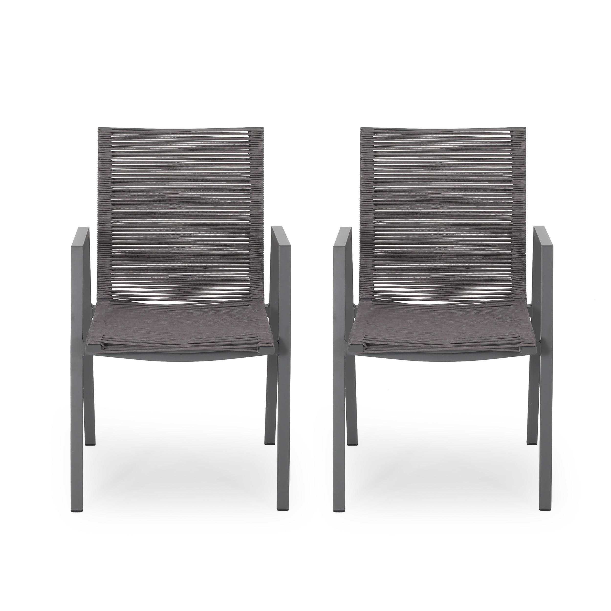Noble House Deloris Outdoor Aluminum Dining Chair in Gray (Set of 2)