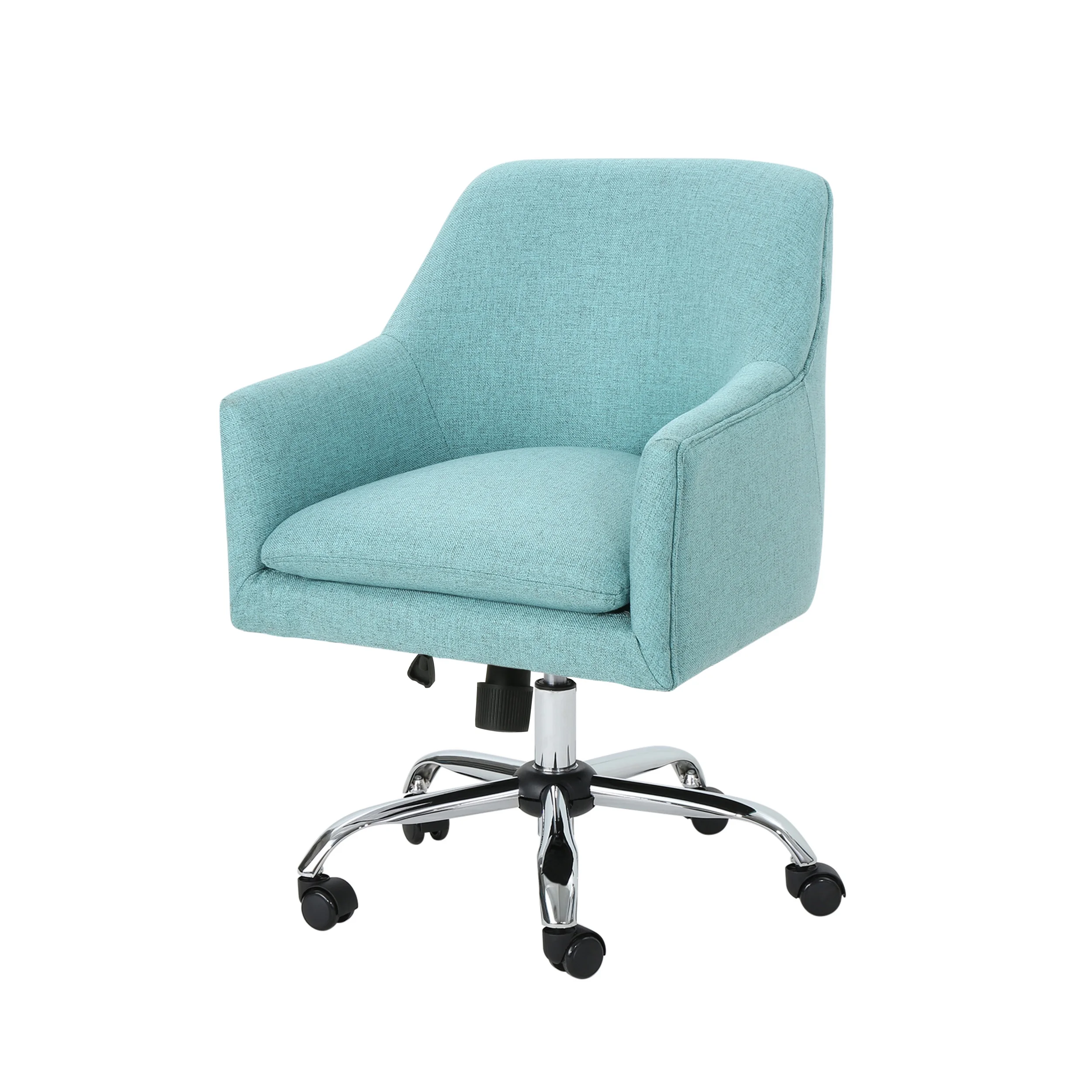Noble House Dereka Mid Century Modern Fabric Home Office Chair with Chrome Base, Blue
