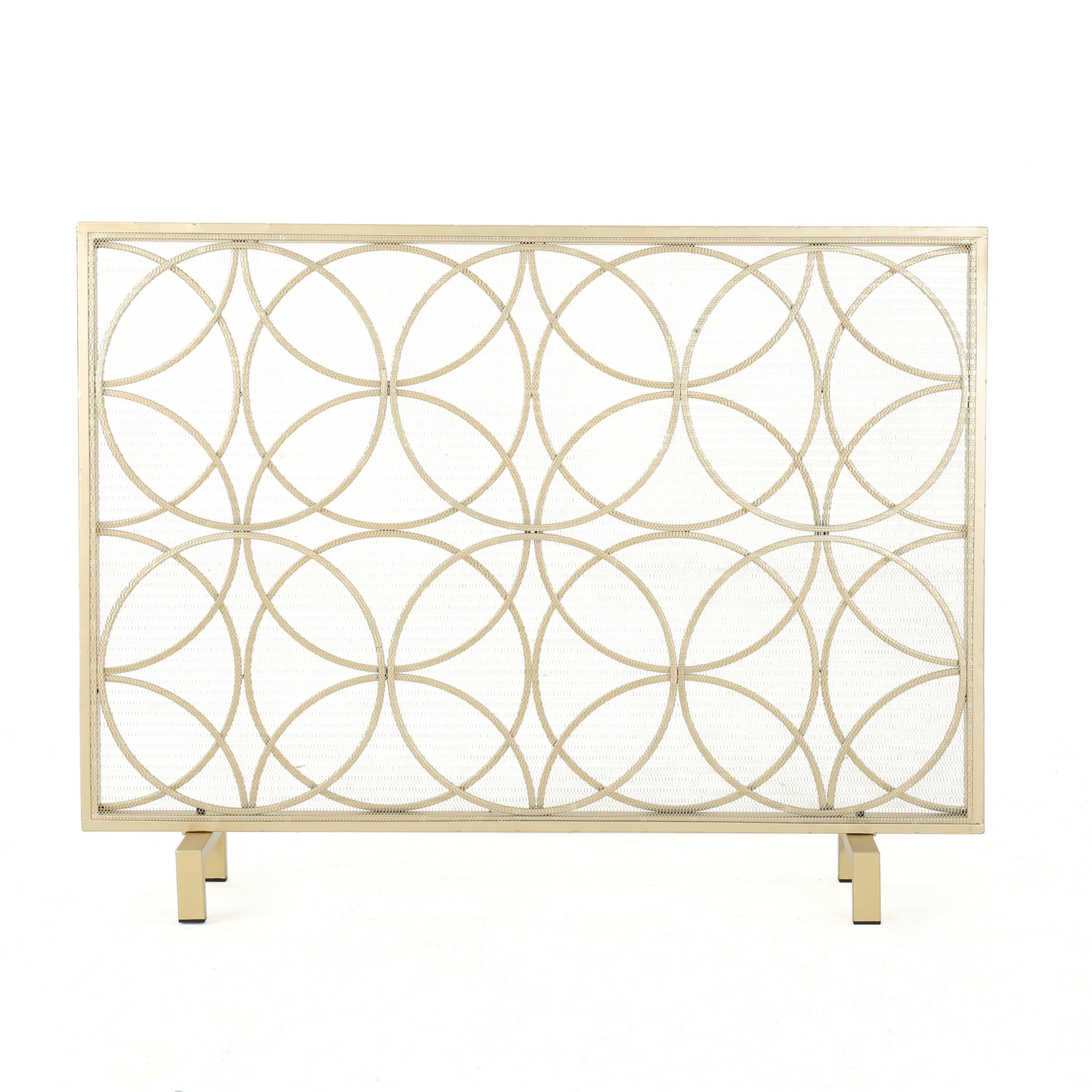 Noble House Emmilou Iron Single Panel Fireplace Screen, Gold