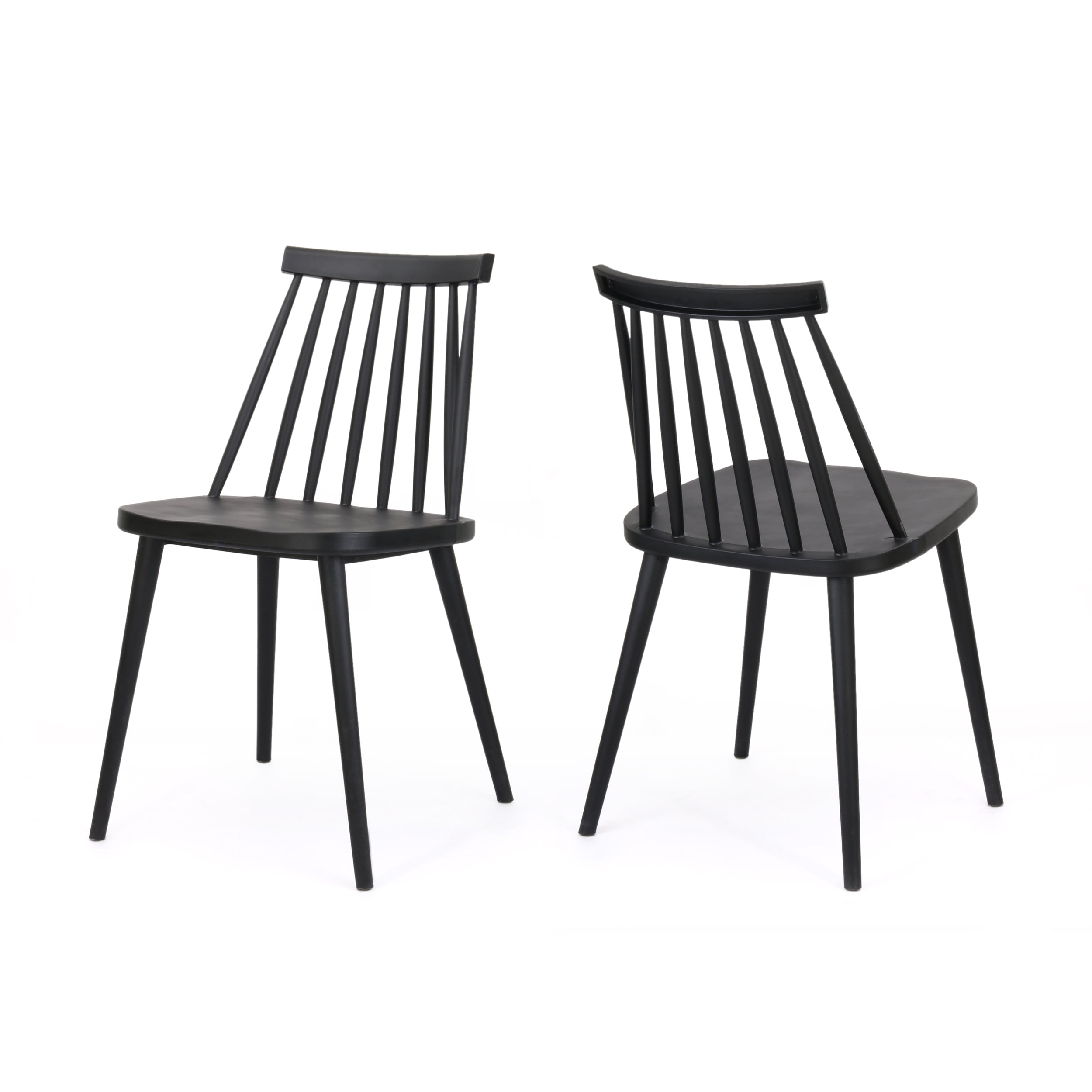 Noble House Erica Indoor Farmhouse Plastic Dining Chairs, Set of 2, Black