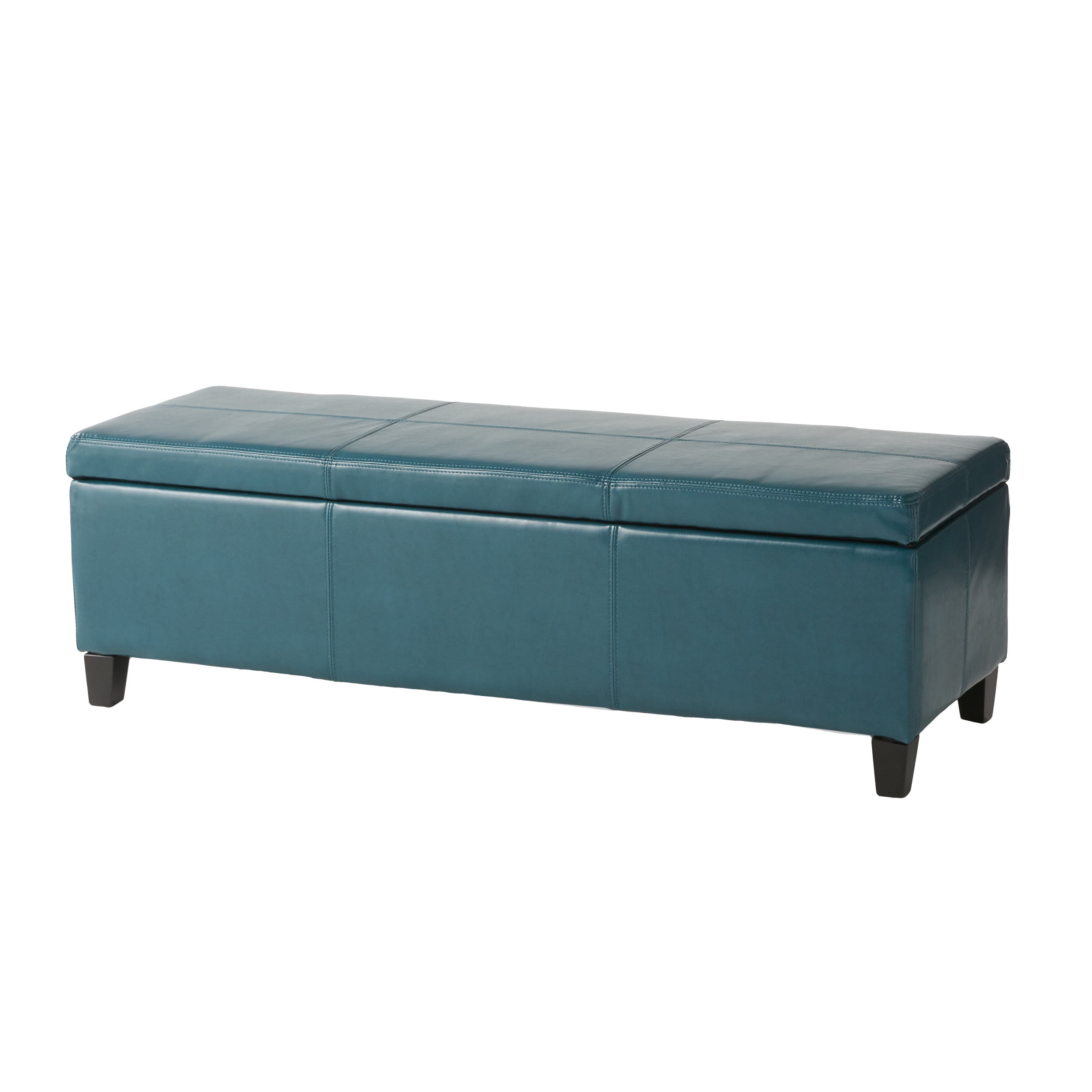 Noble House Jennifer Teal Faux Leather Storage Ottoman
