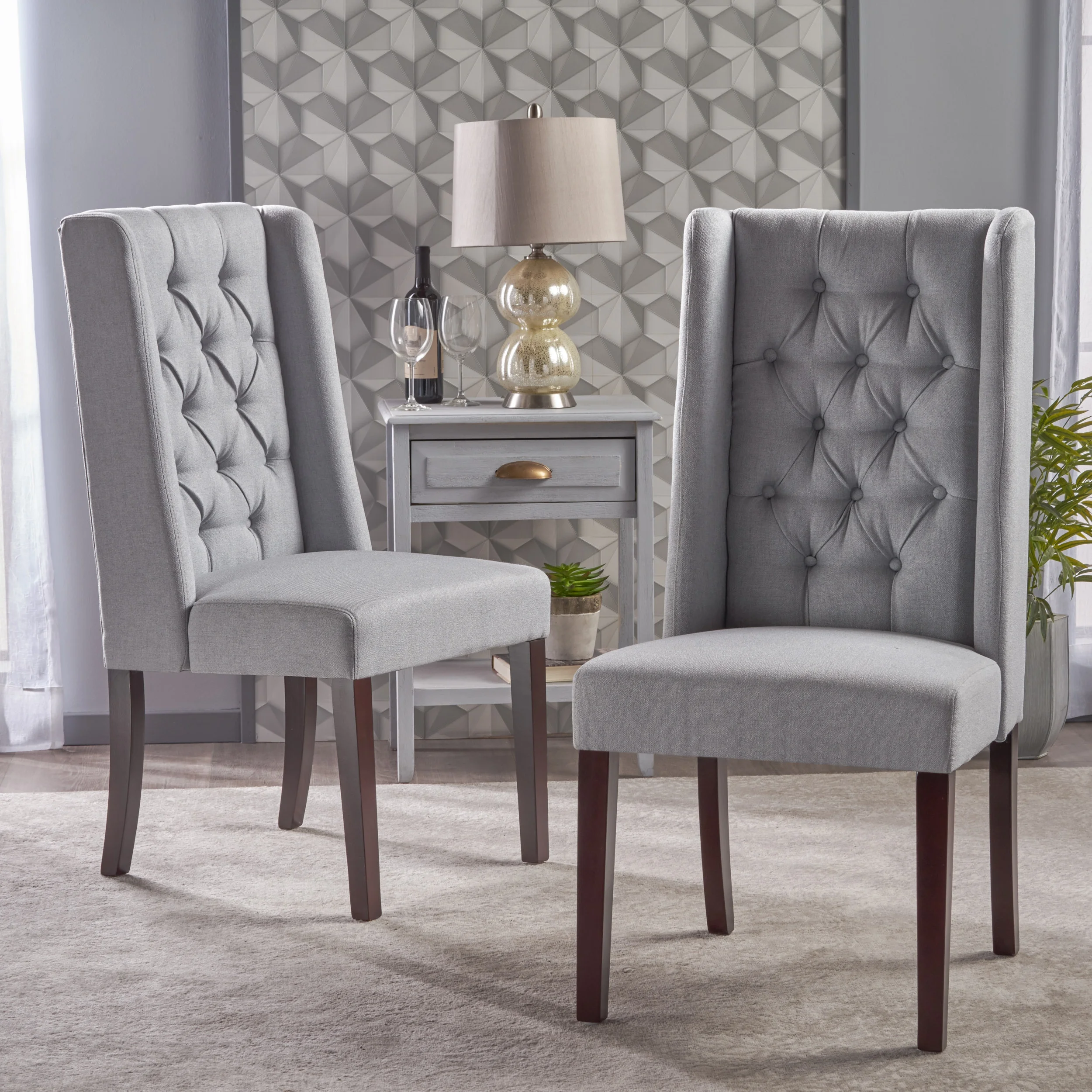 Noble House Max Indoor Contemporary Fabric Dining Chairs, Set of 2, Brown