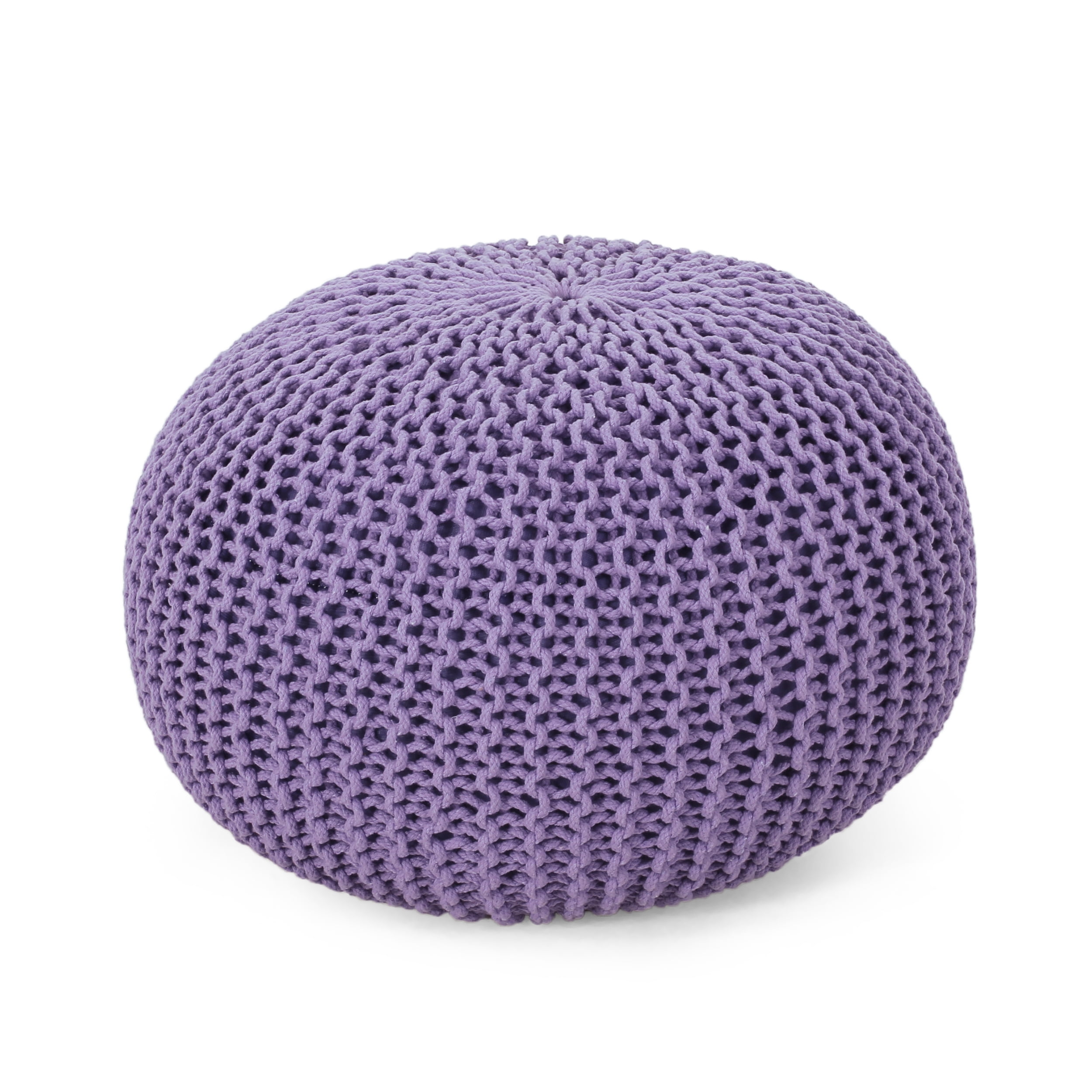 Noble House Round Texture Fabric Pouf, Purple