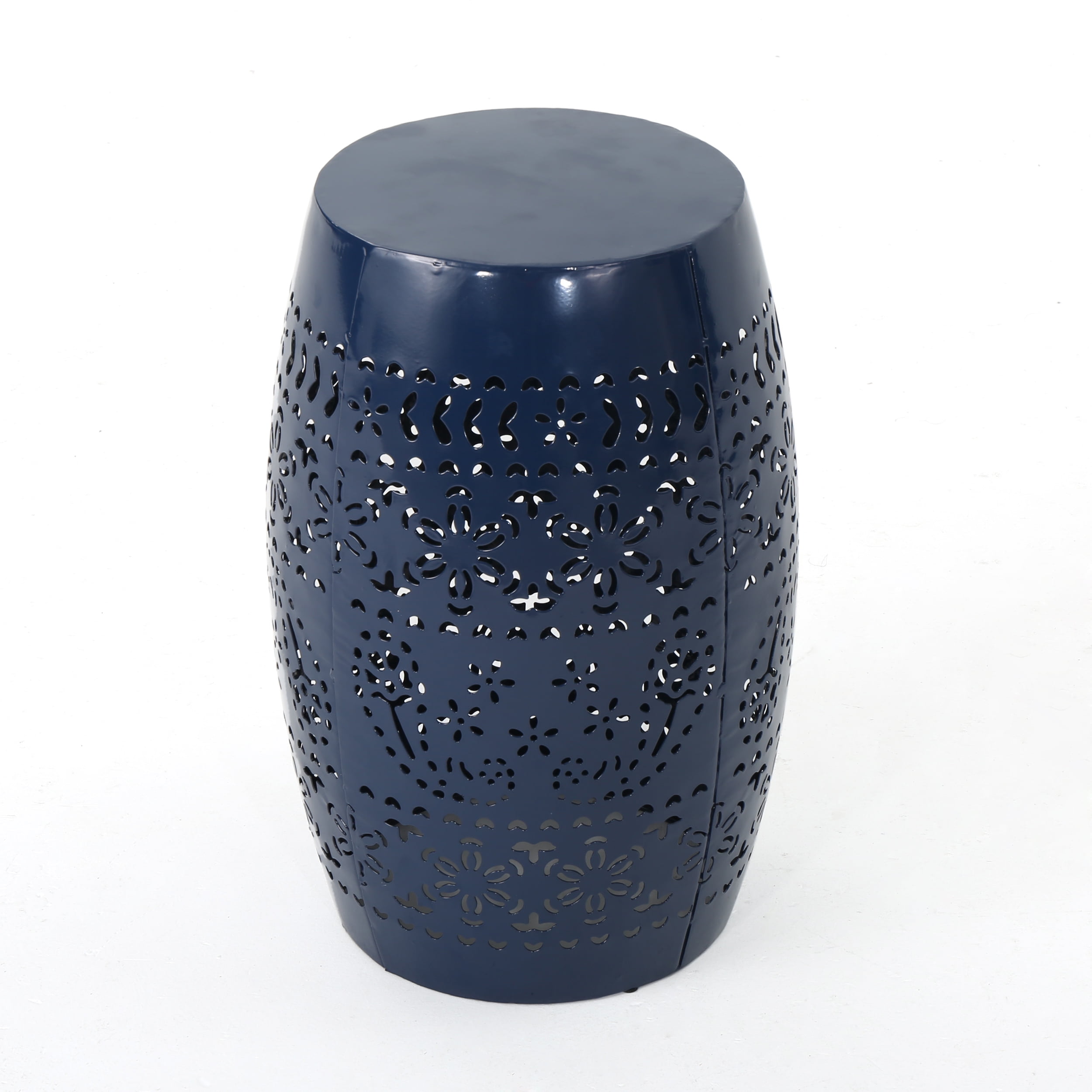 Noble House Valley Iron Side Table, Dark Blue