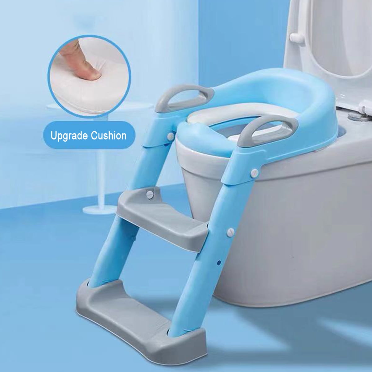 Non-Slip Kids Toilet Potty Summer Potty Chair Soft Padded Seat Step Up Training Stool Chair Toddler Ladder Comfortable with Soft Cushion