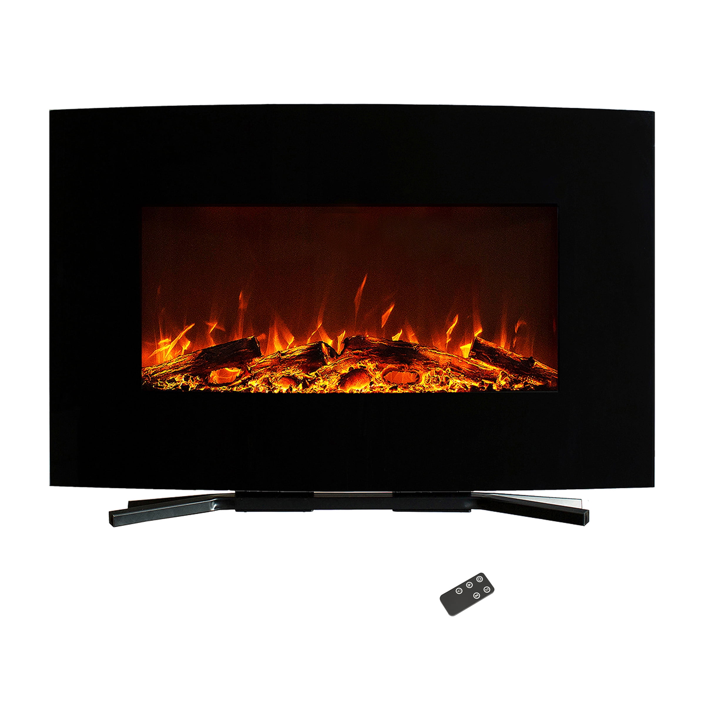 Northwest 36-Inch Wall Mount Curved Electric Fireplace with Remote (Black)
