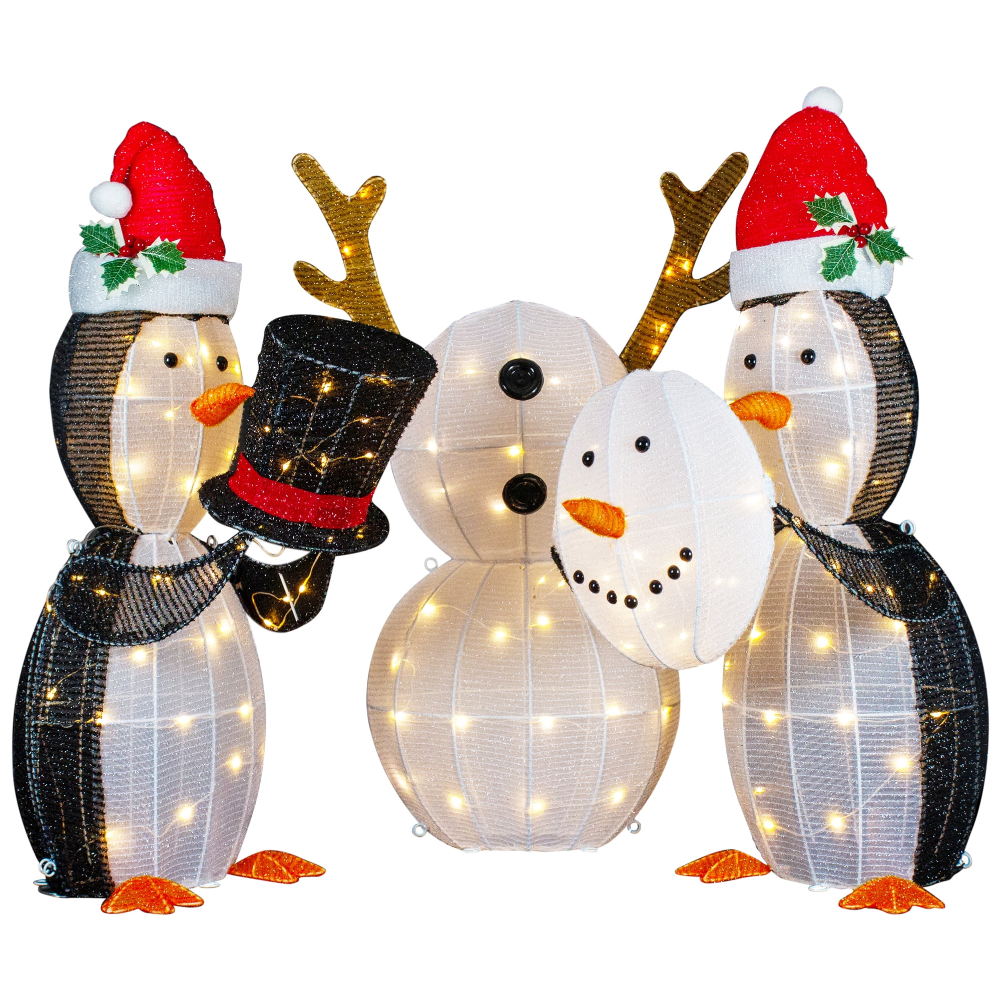 Northlight LED Lighted Penguins Building Snowman Outdoor Christmas Decoration - 35" - Set of 3