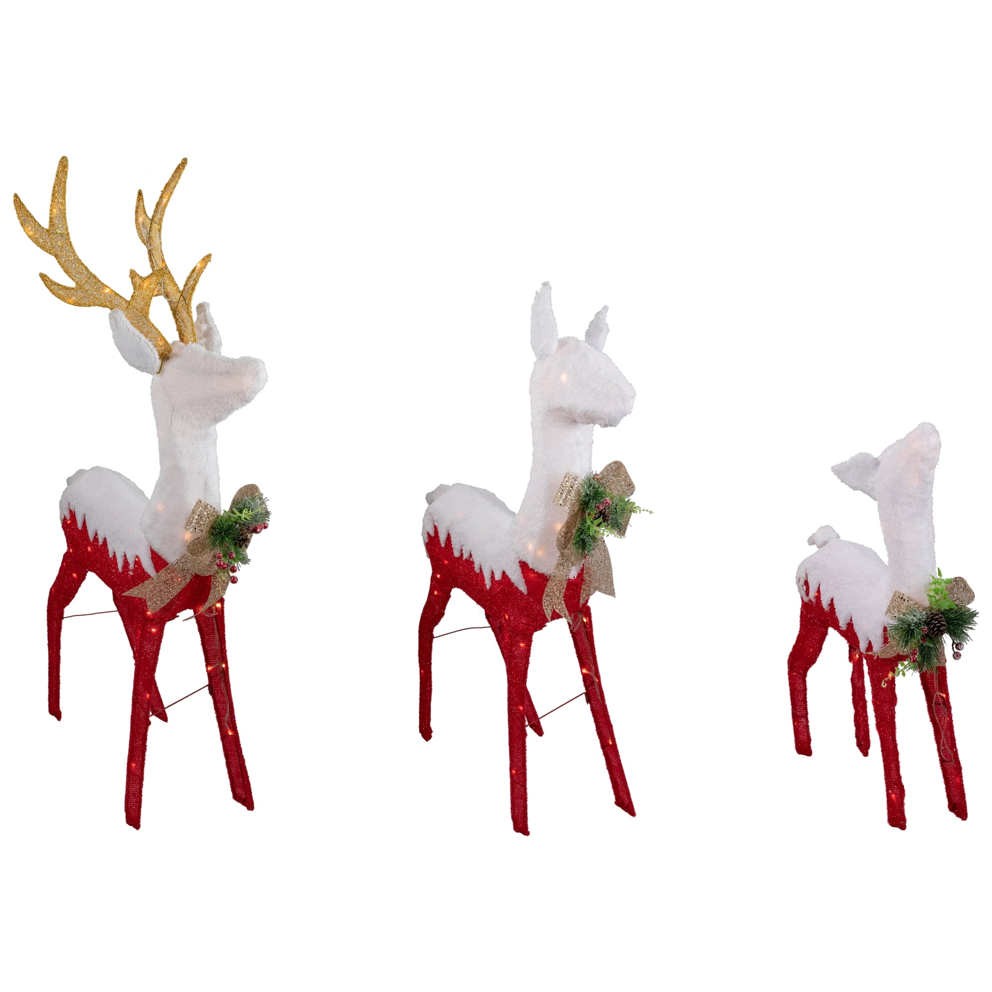 Northlight Lighted Reindeer Family Outdoor Christmas Decoration - 52.5" - Warm White -Set of 3