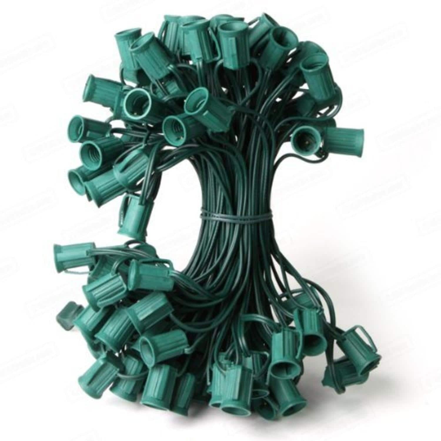 Northlight 100' Commercial C9 Christmas Light Socket Set - 12" Spacing 18 Gauge Green Wire
