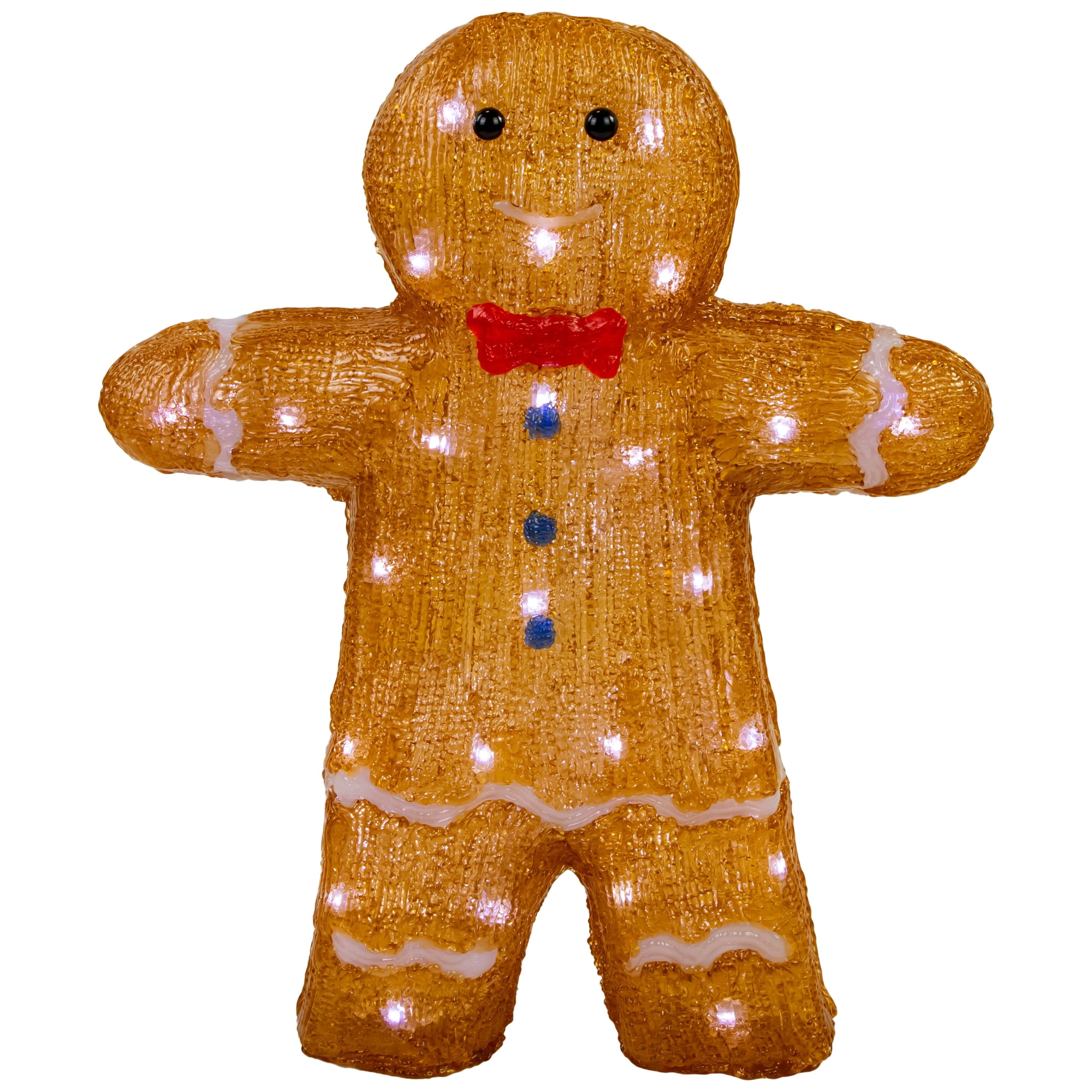Northlight 16" LED Lighted Acrylic Gingerbread Man with Bow Tie Christmas Decoration