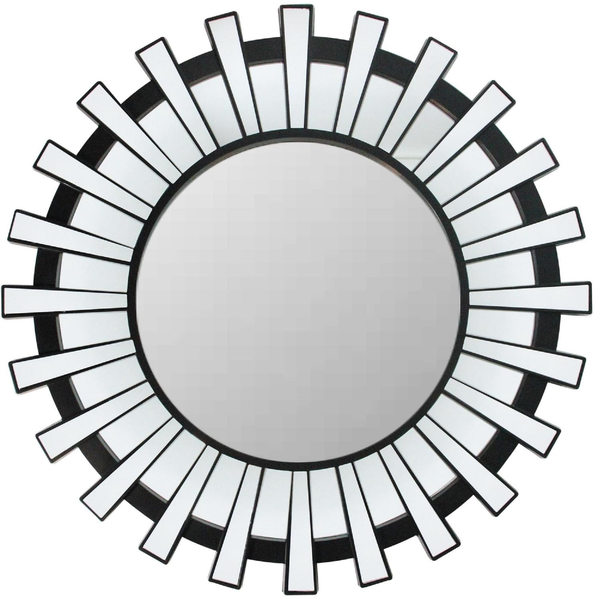 25.5" Black Sunburst Round Wall Mounted Mirror