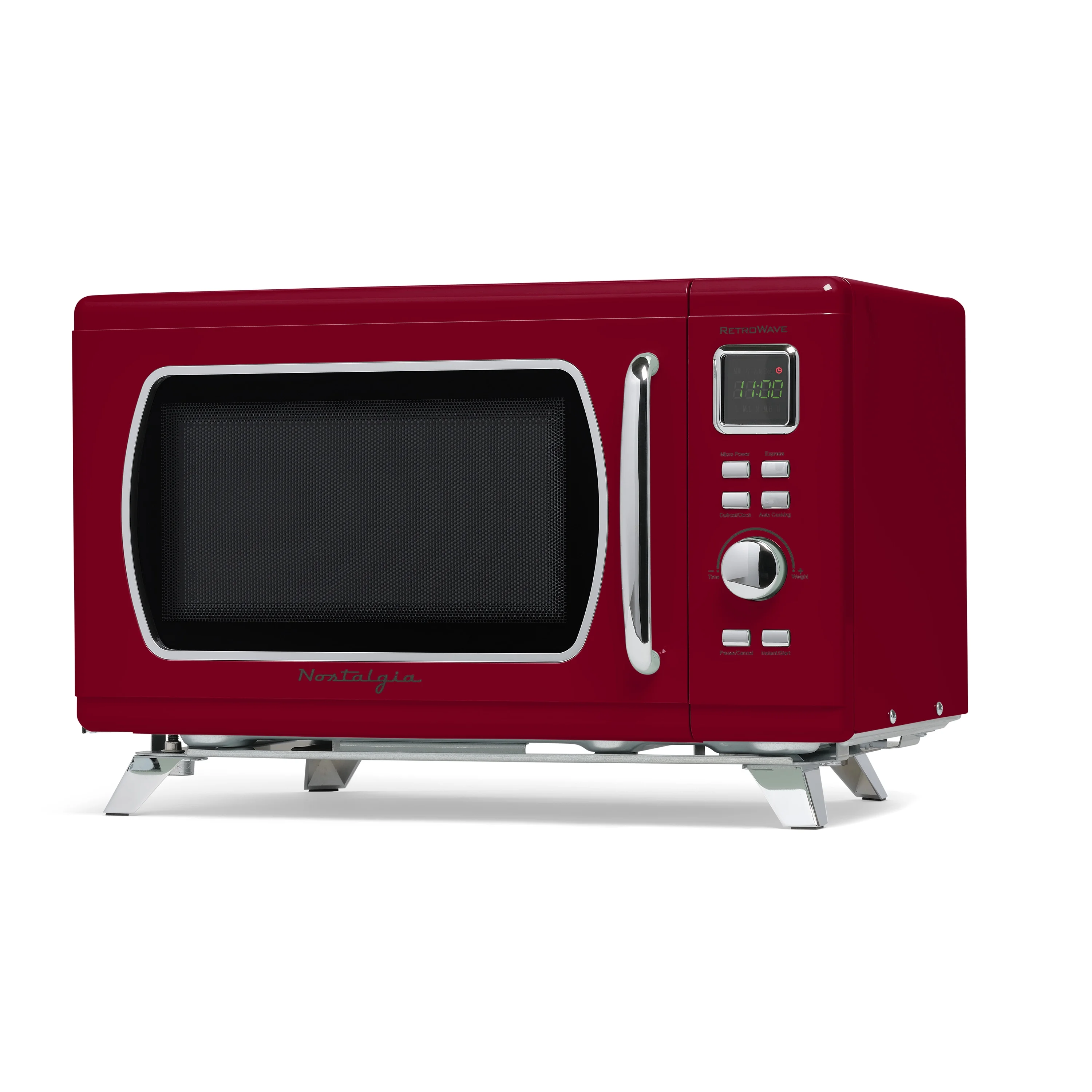 Nostalgia Mid-Century Retro Countertop Microwave Oven - Large 900-Watt - 0.9 cu ft - 8 Pre-Programmed Cooking Settings - Digital Clock - Kitchen Appliances - Red