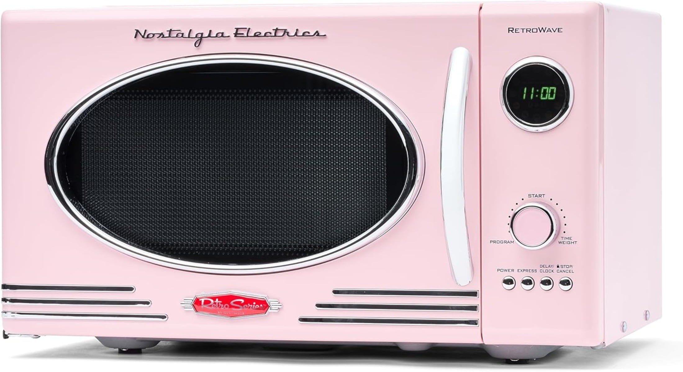 Nostalgia Retro 0.9 Cu. ft. 800-Watt Countertop Microwave Oven, Pink