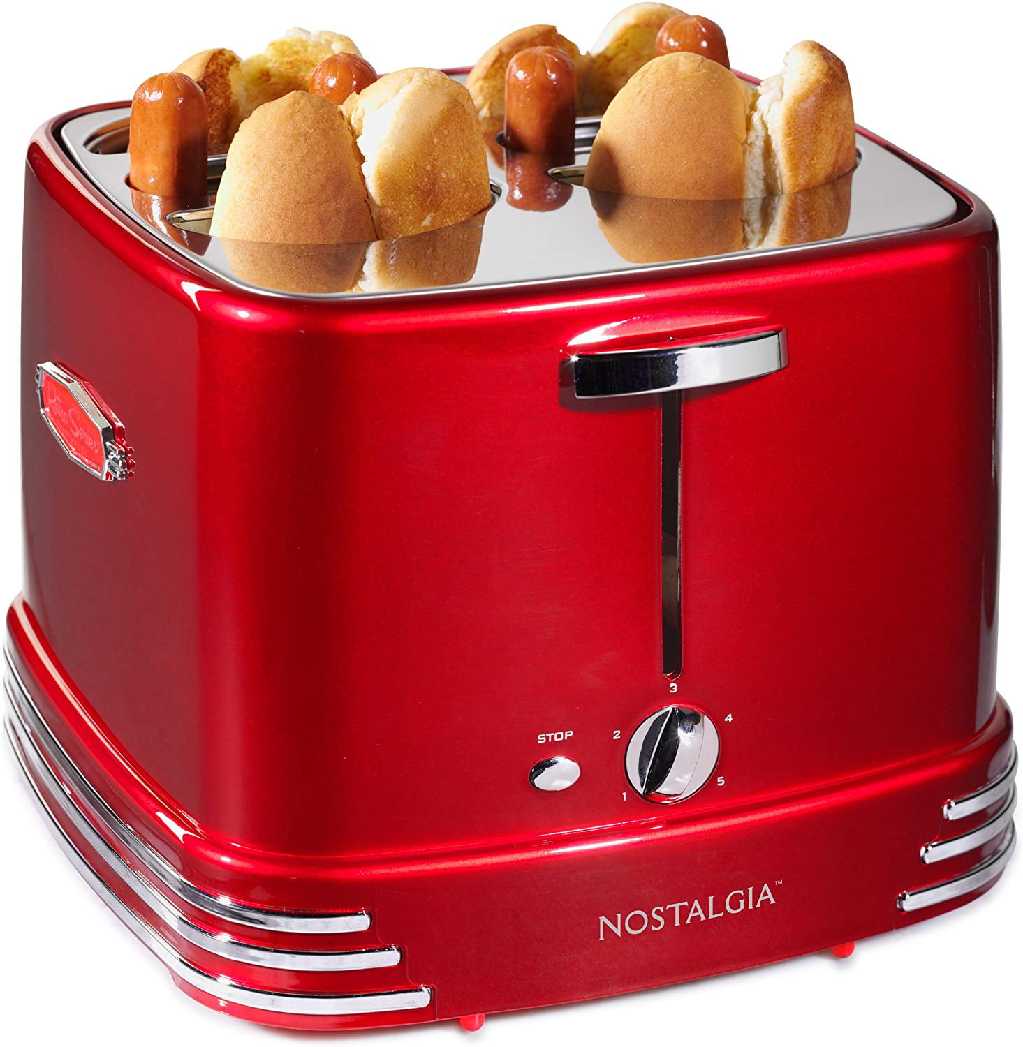 Nostalgia 4 Link and 4 Bun Capacity Retro Pop-Up Hot Dog Toaster