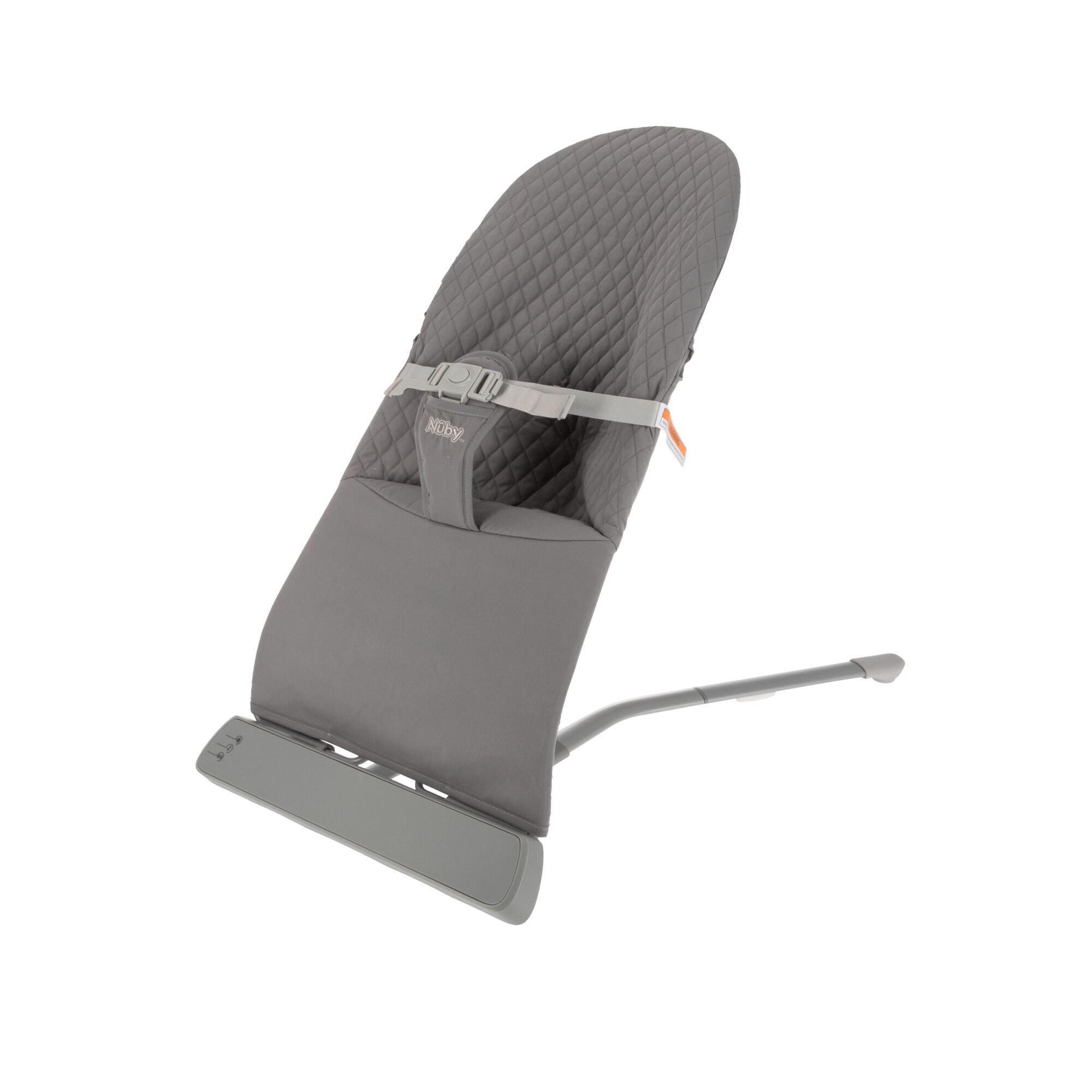 Nuby Portable Baby Bouncer Seat with Sounds and 3-Point Harness, Gray