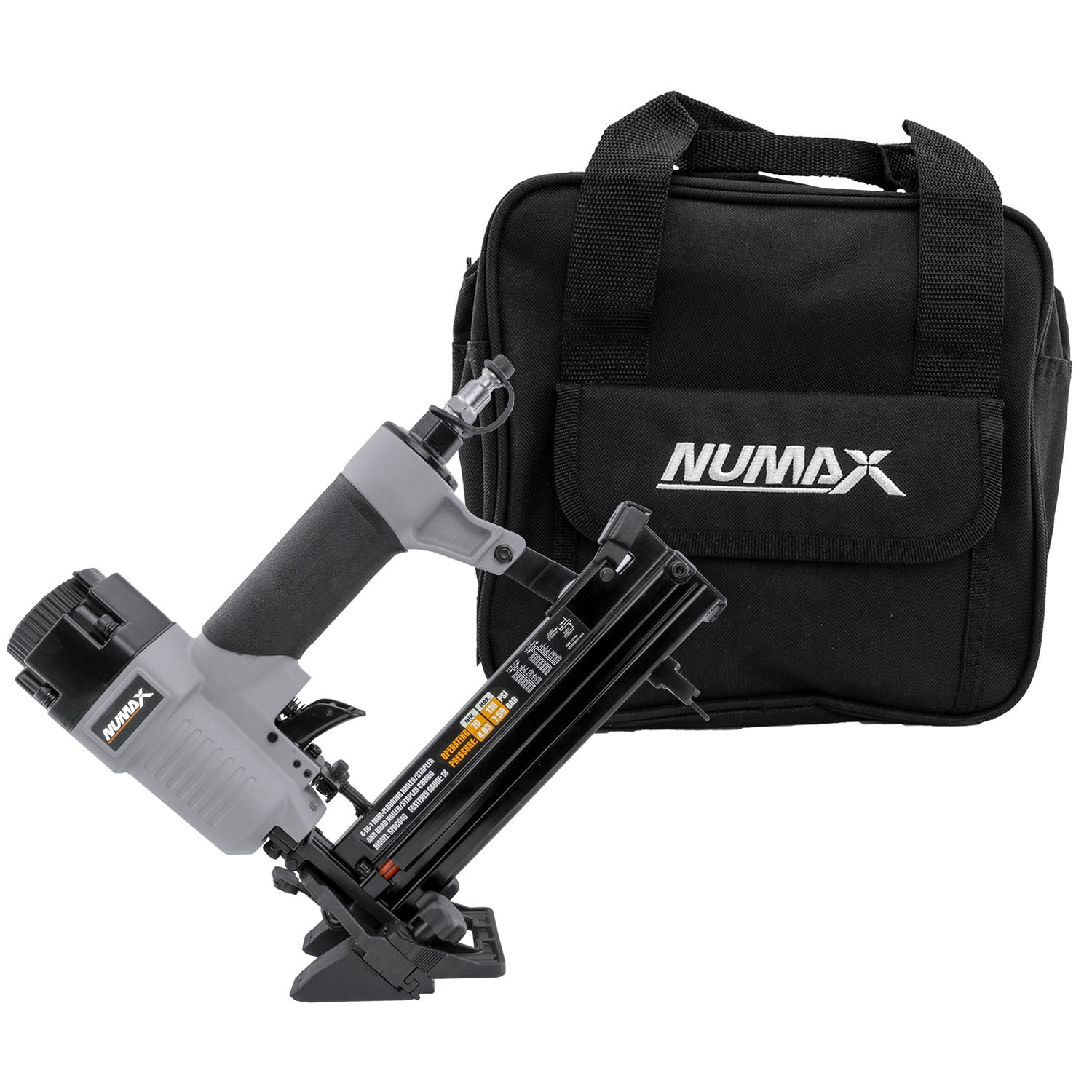 NuMax SFBC940 Pneumatic 4-in-1 18-Gauge 1-5/8" Mini Flooring Nailer / Stapler with Bag