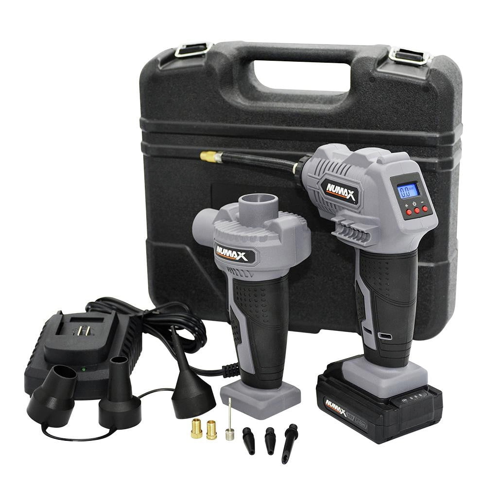 NuMax SH16VIPK 16V Cordless Tire Inflator and Air Pump Kit with Accessories, Charger, and Case