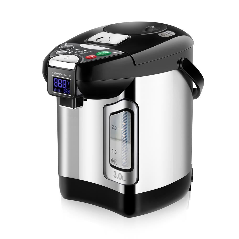 NutriChef Digital Water Boiler & Warmer - 3L/3.17 Qt Stainless Electric Hot Water Dispenser W/ LCD