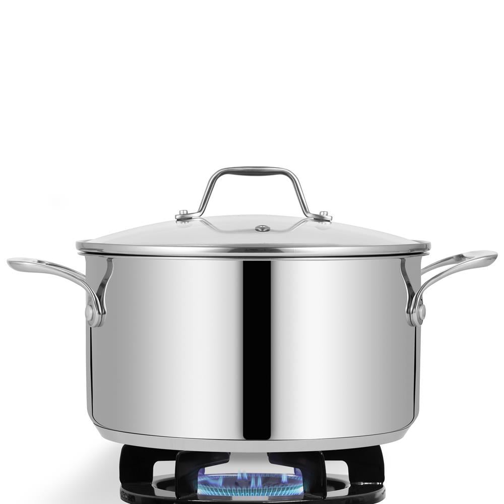 NutriChef Heavy Duty 8 Qt Stainless Steel Soup Stock Pot w/ Handles & Lid