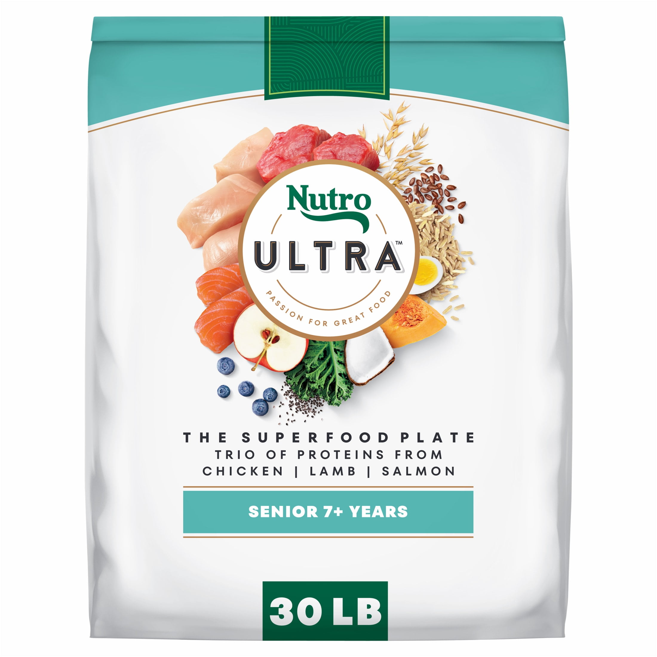 Nutro Ultra Senior Dry Dog Food with a Trio of Proteins from Chicken, Lamb and Salmon, 30 lb Bag