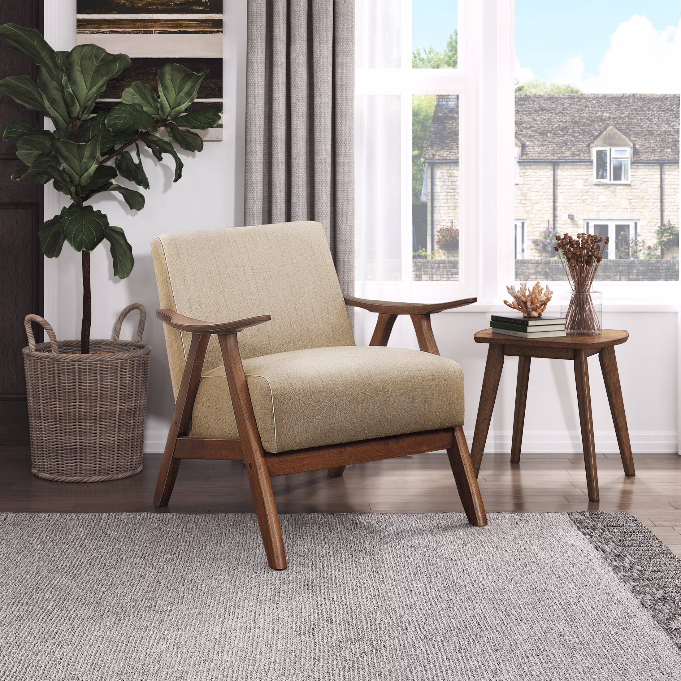 OakvillePark Ecola Fabric Accent Chair, Light Brown
