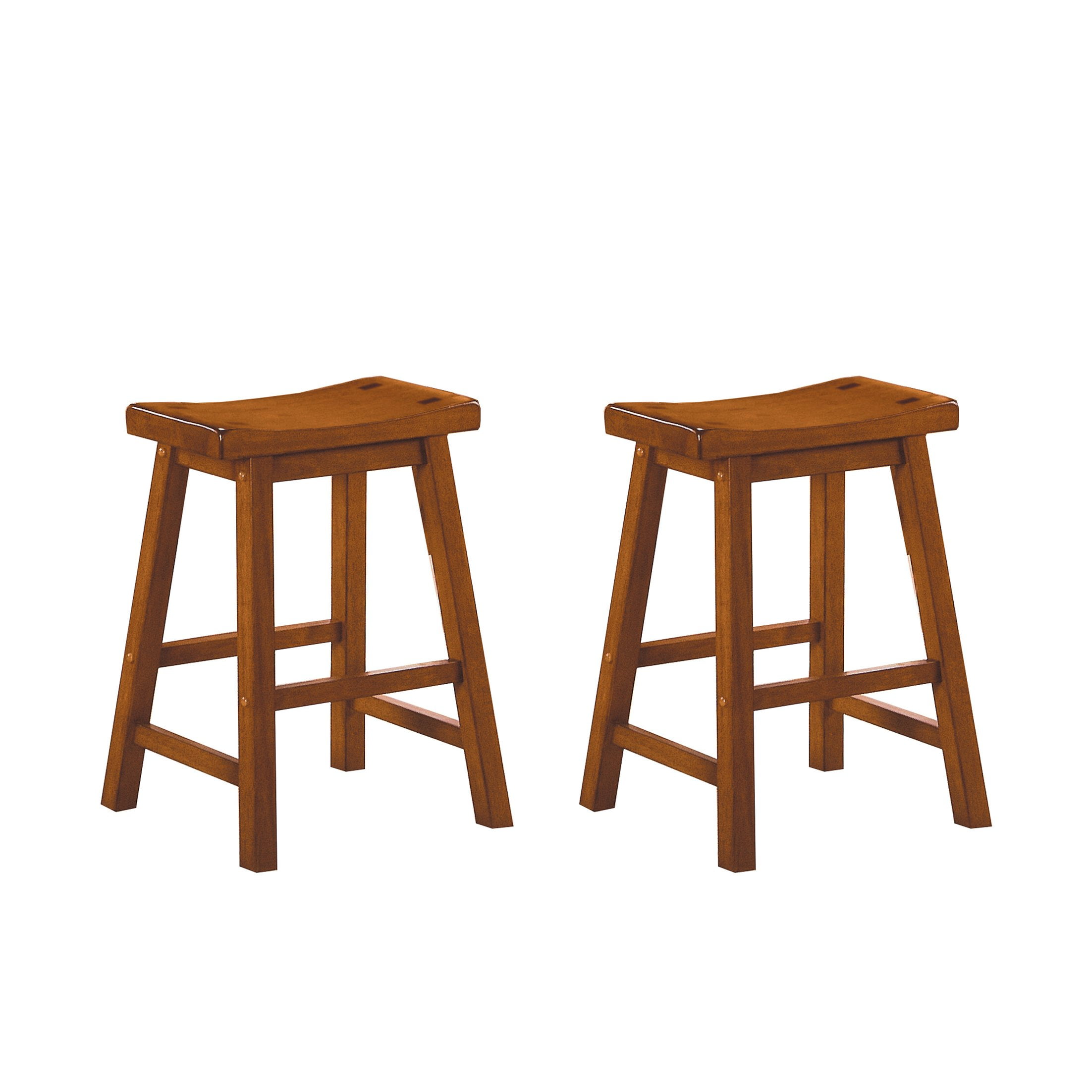 OakvillePark Gering Wood Saddle Seat Counter Height Barstool (Set of 2), 24", Oak