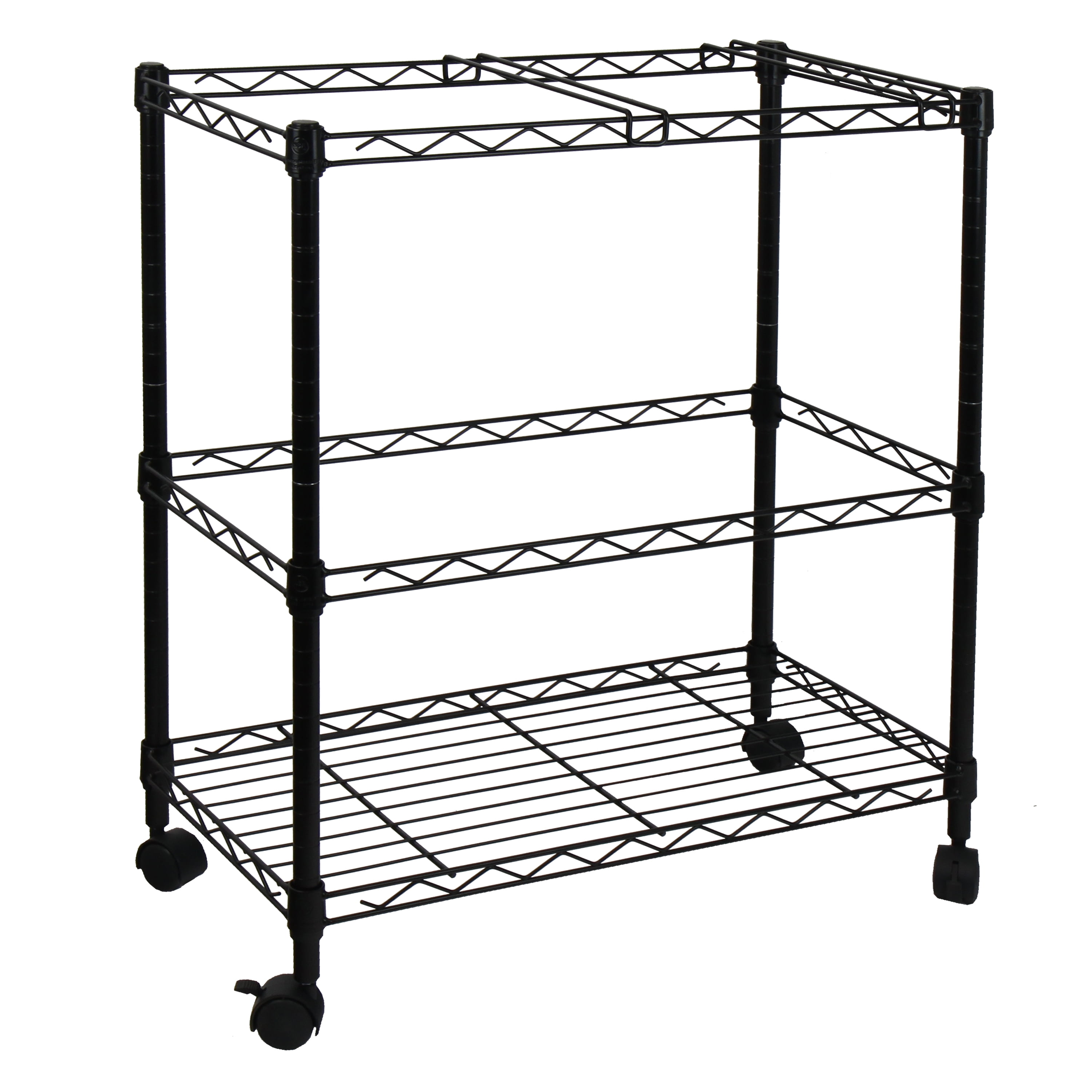 Oceanstar Portable 2-Tier Metal Rolling File Cart, Black Color, 12.4 in L x 24 in W x 28 in H