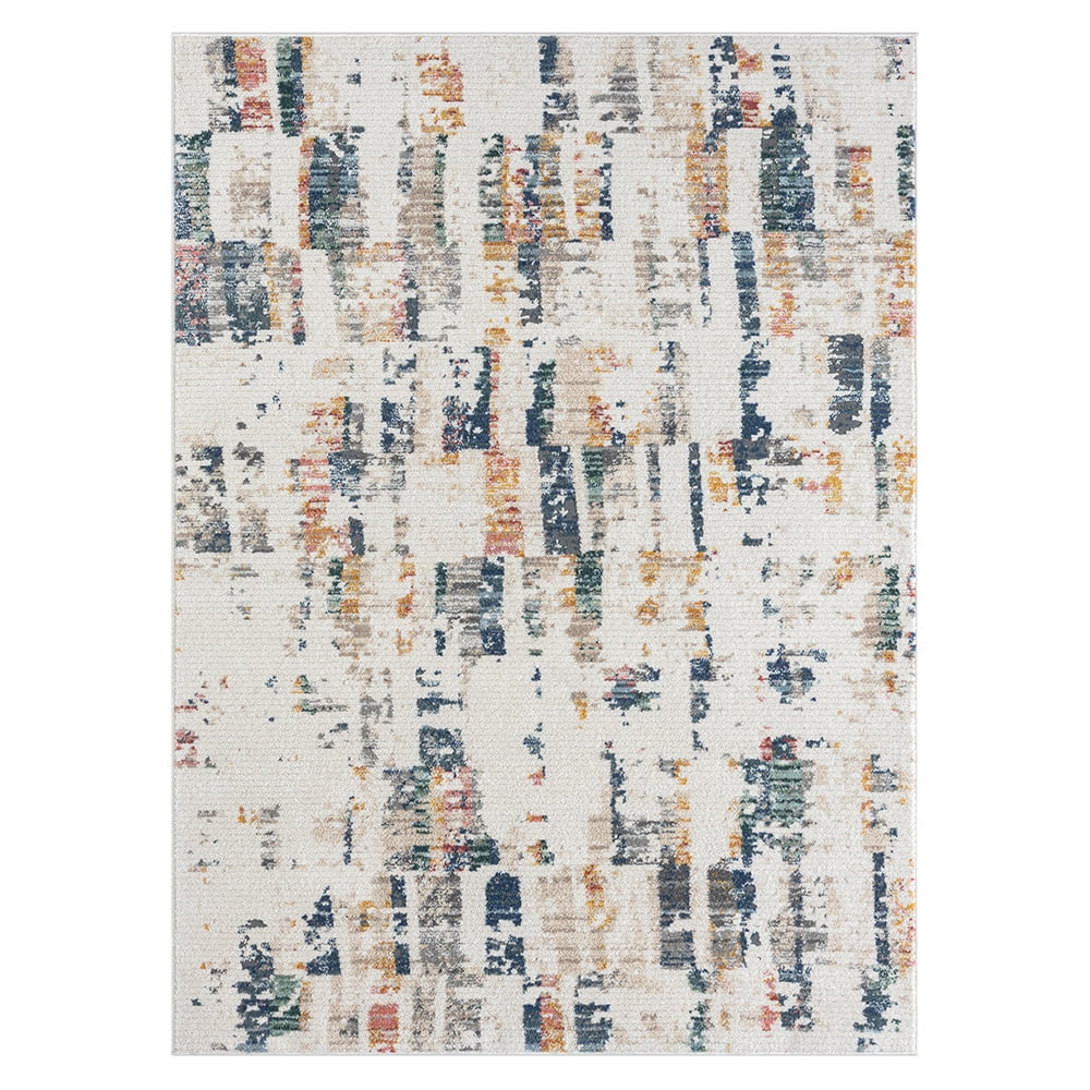 Ox Bay and Evette Rios Bellamy 5' x 7' Blue/Orange Abstract Durable Performance Indoor Area Rug