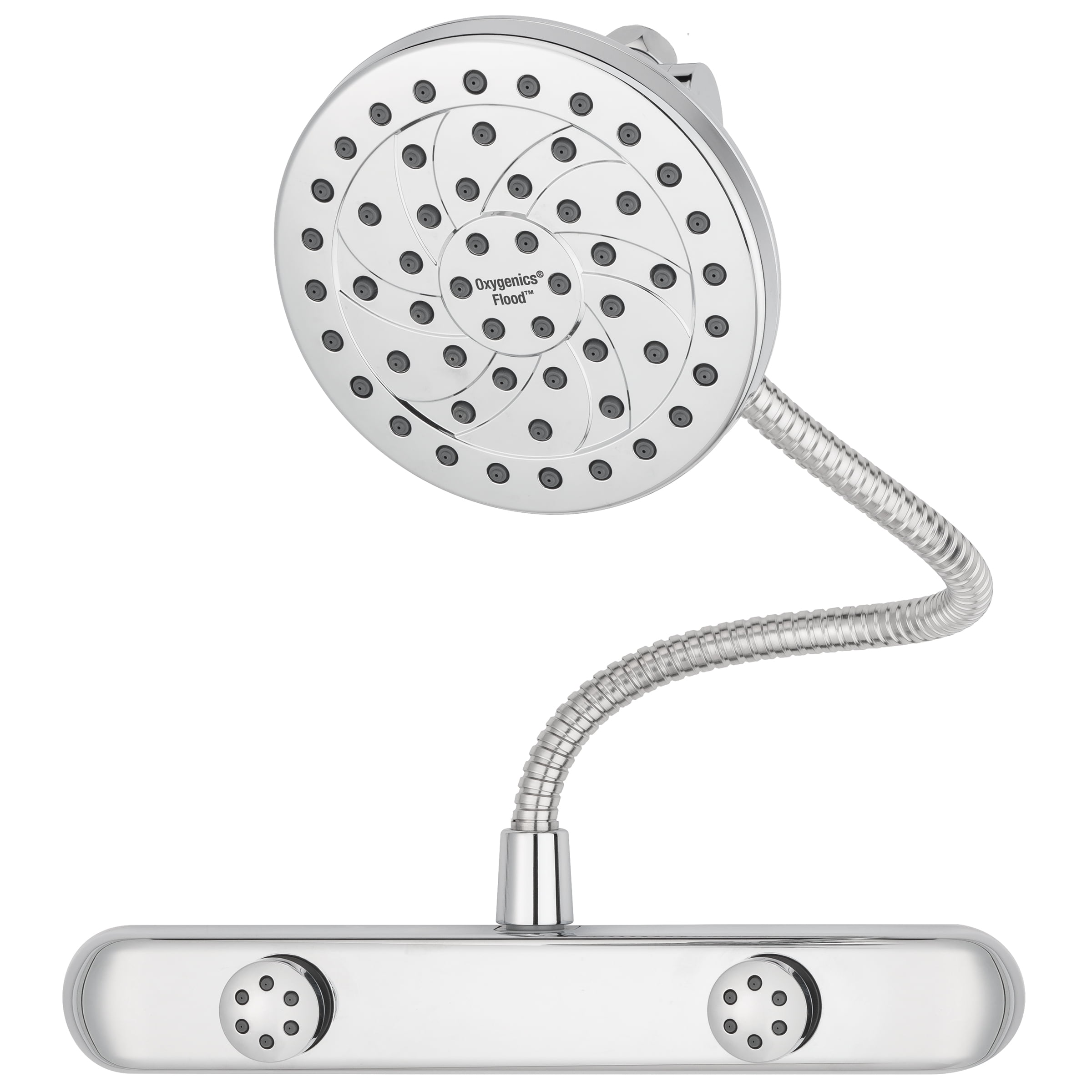 Oxygenics 3-Spray BodyBar with Flood Chrome Combo Shower Head, Chrome, 1.8 GPM 41332