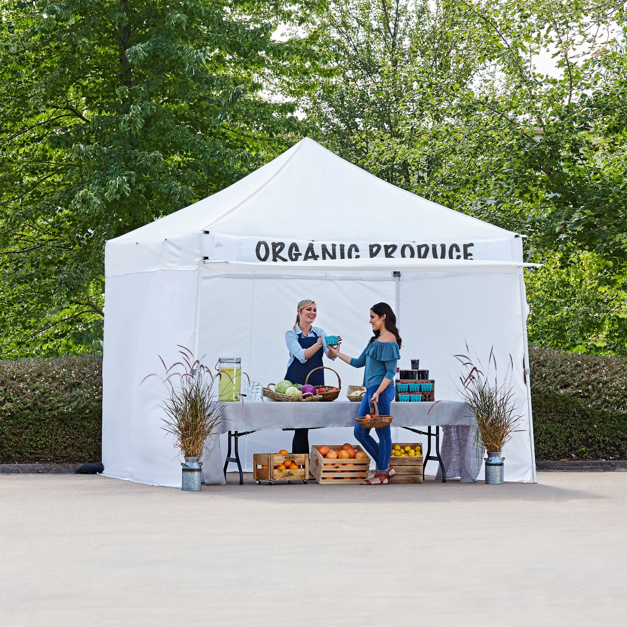 Ozark Trail White Commercial Instant 10' x 10' Straight Leg Instant Canopy with Sidewalls