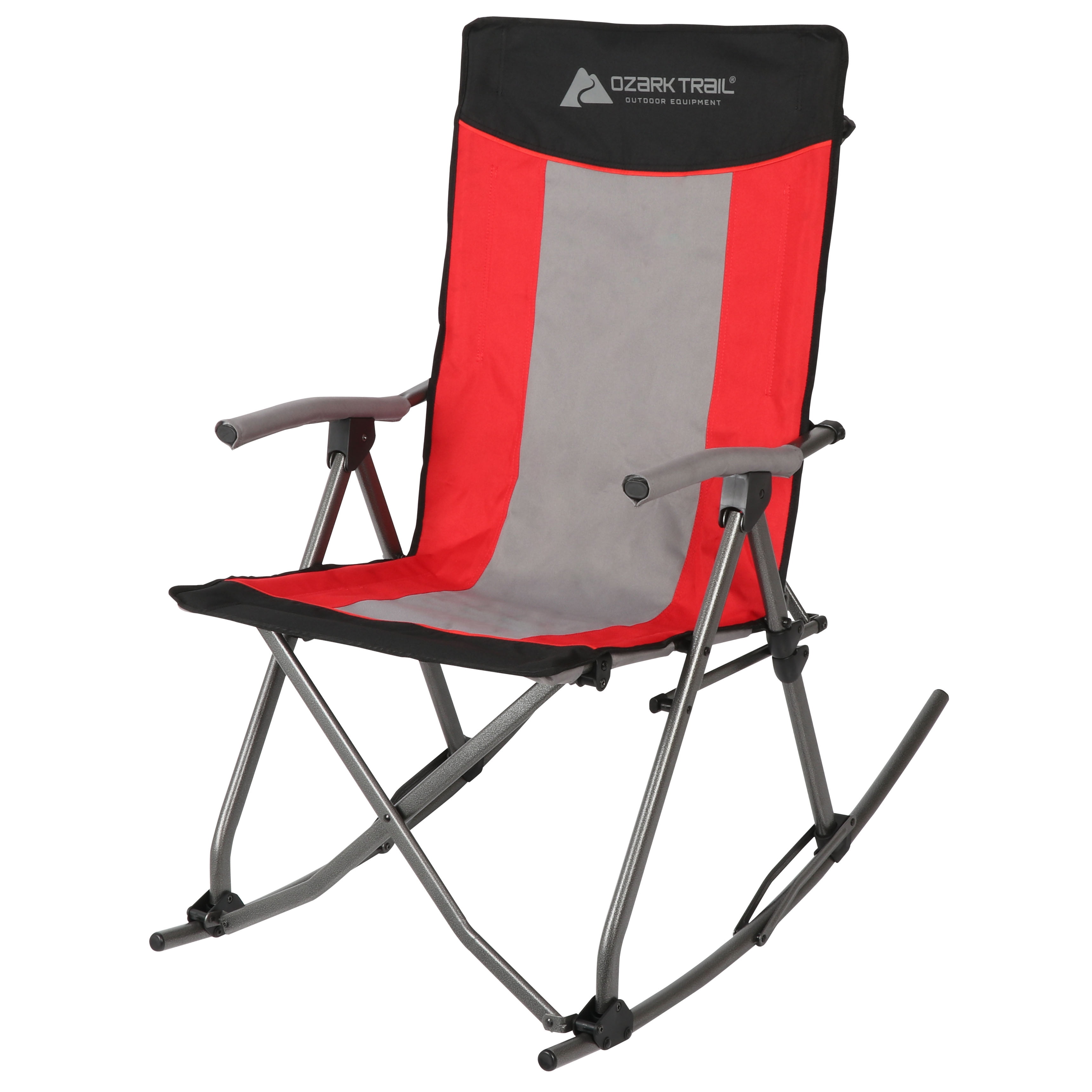 Ozark Trail Camping Rocking Chair, Red, Adult, 19lbs