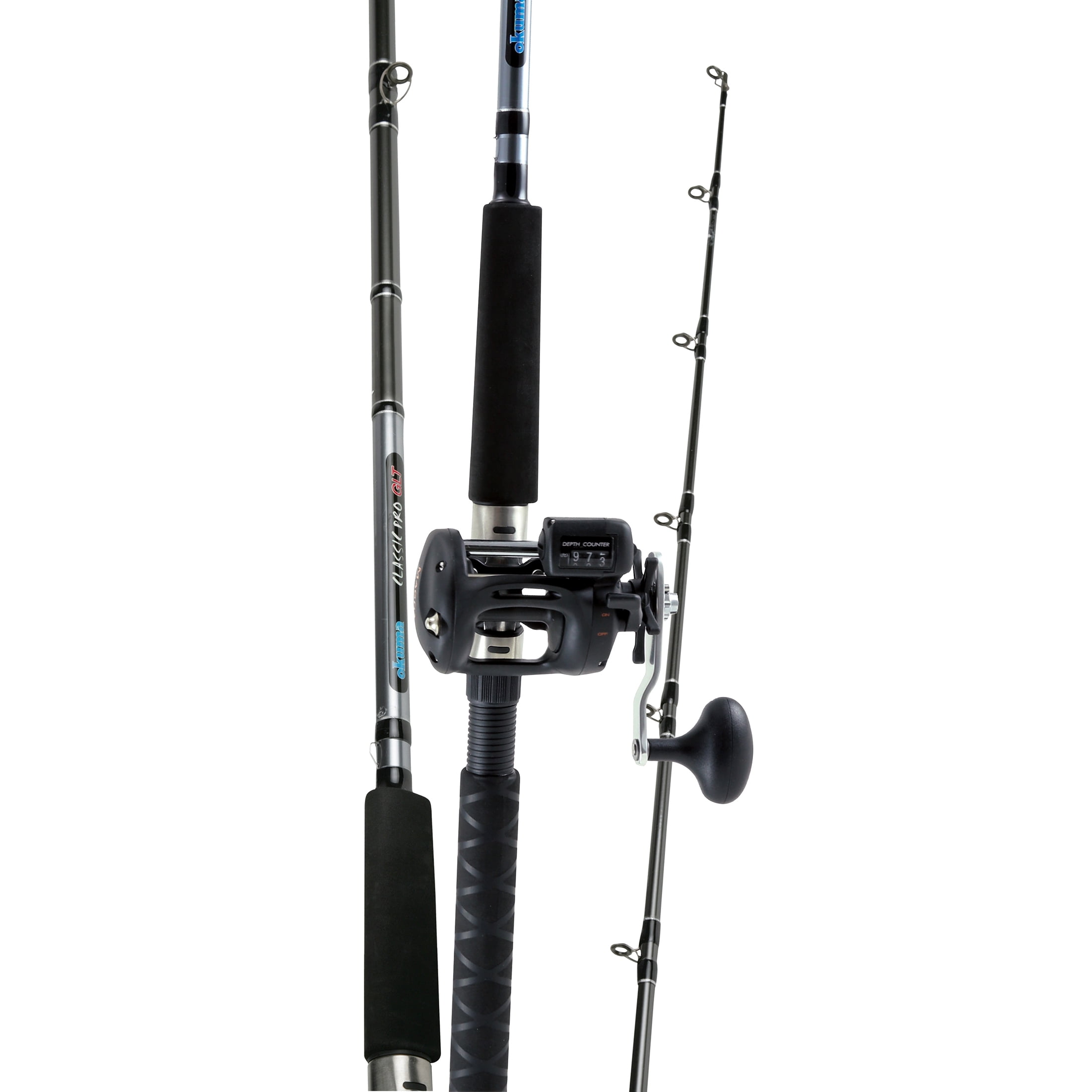 Okuma Great Lakes Trolling Fishing Rod and Reel Combo, 7'6" with Magda Pro DXT Line-Counter Reel (Adult)