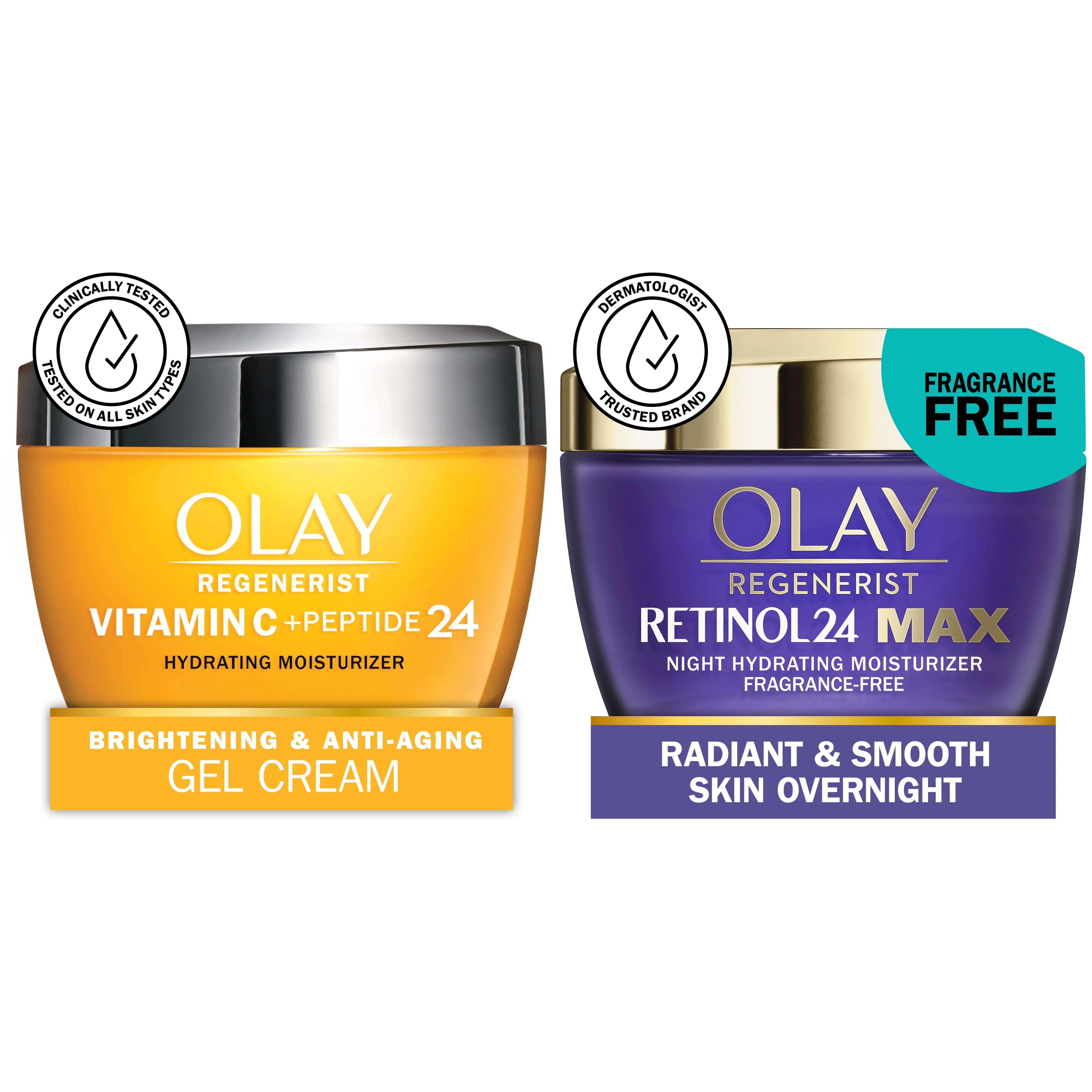 Olay Facial Moisturizer Skin Care Bundle, Day and Night Moisturizer Set