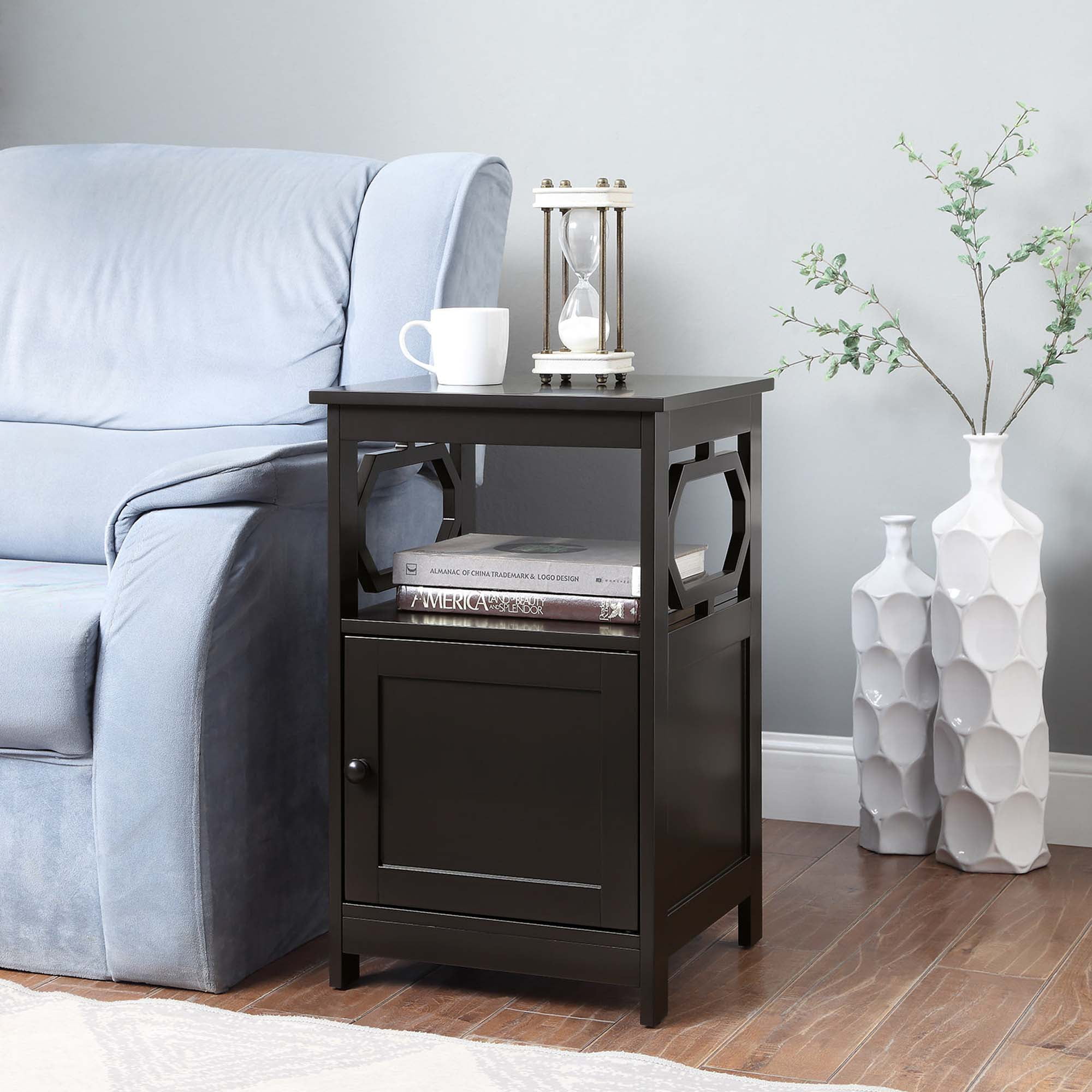 Omega End Table with Cabinet, Espresso
