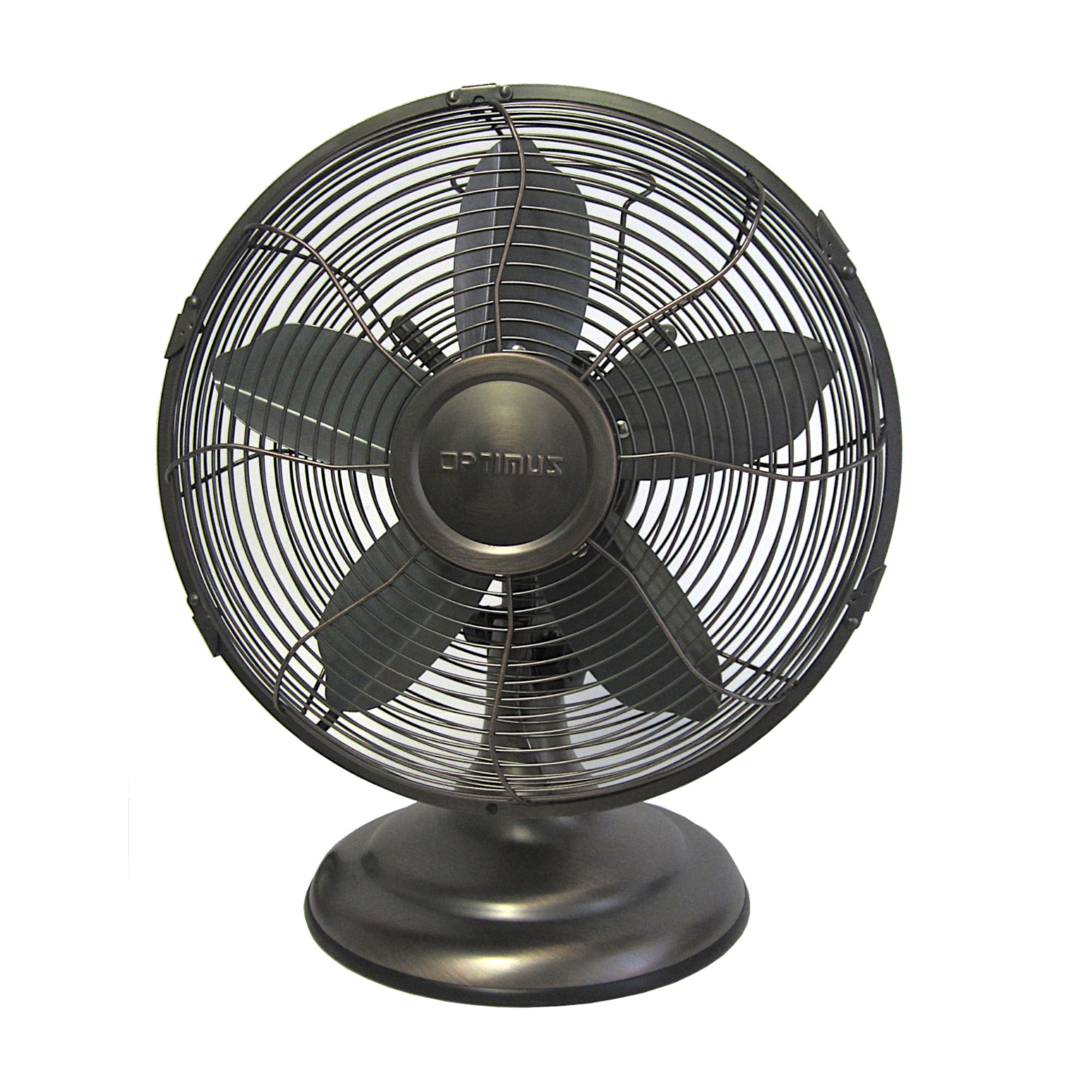 Optimus F-6212 Powerful 3 Speed 12" Portable Retro Oscillating Table Fan, Bronze