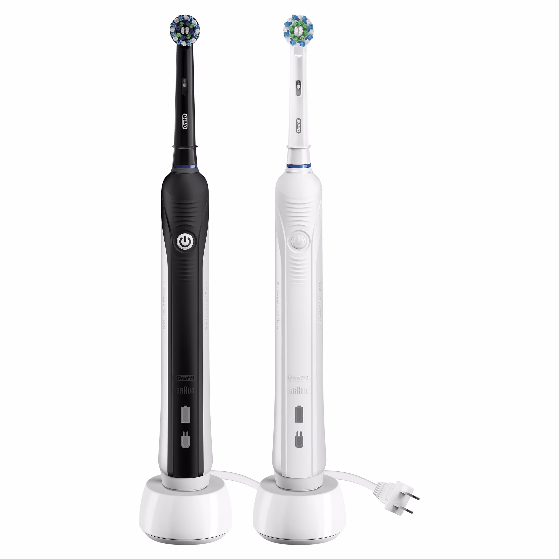 Oral-B Toothbrush, Pro 1000 CrossAction Rechargeable Electric Toothbrush Pack, Black and White, 2 Count