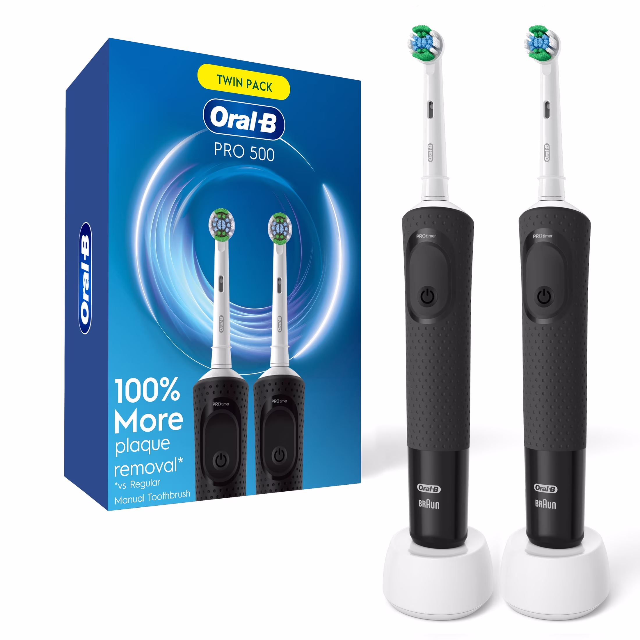 Oral-B Toothbrush, Pro 500 Electric Toothbrush with (1) Brush Head, Black, for Adults and Children 3+